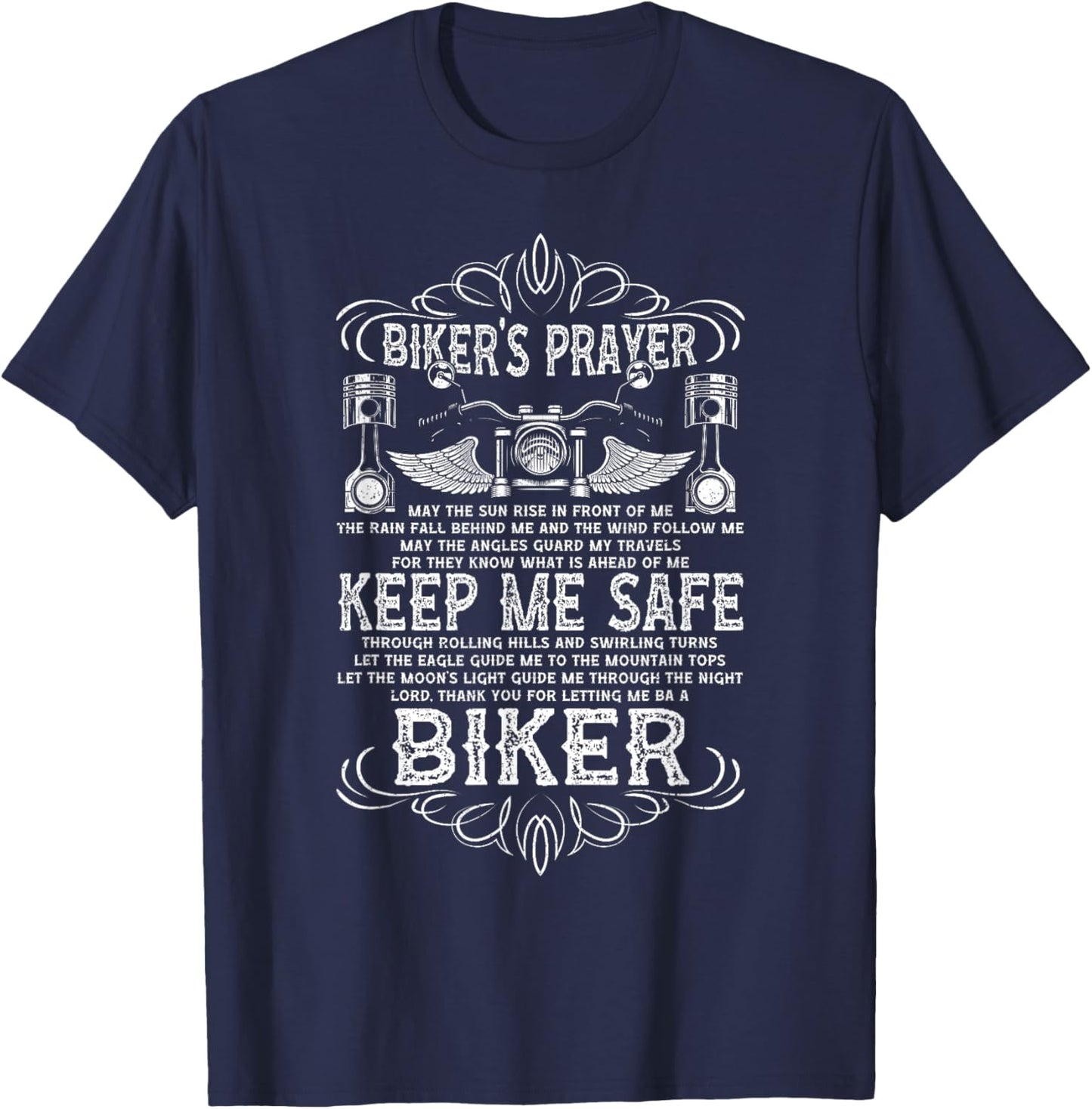 Bikers Prayer Vintage Motorcycling Biker T-Shirt - T-Shirt | Navy
