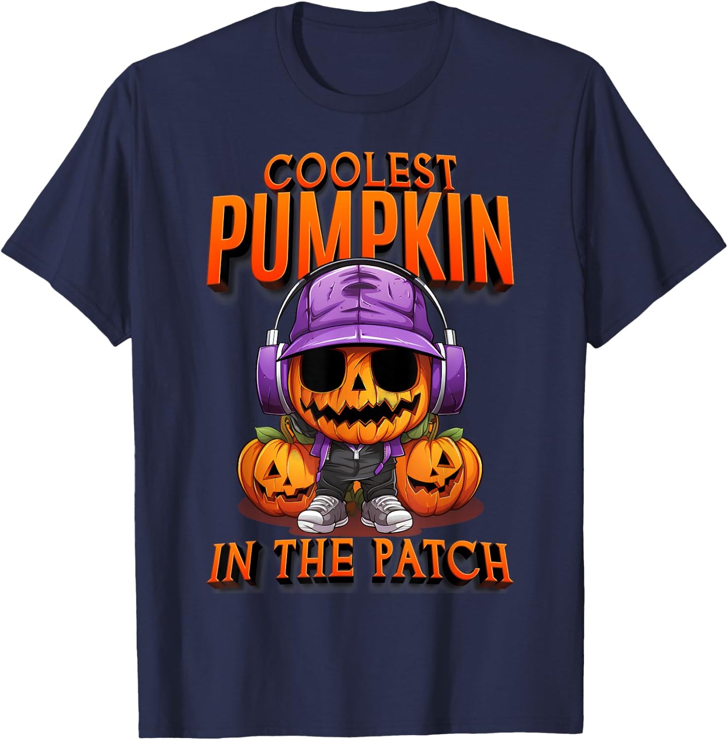 Coolest Pumpkin In The Patch Kids Toddler Boys Halloween T-Shirt - T-Shirt | Navy