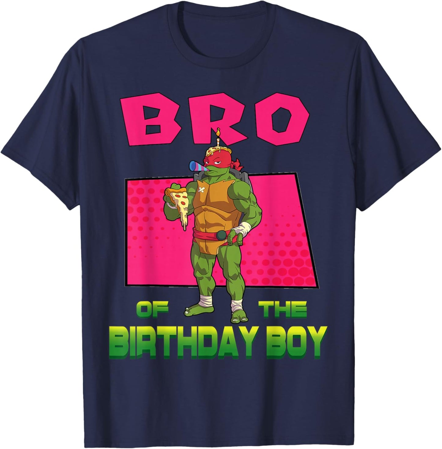 Mademark x Teenage Mutant Ninja Turtles - Raphael Brother of the Birthday Boy Pizza Theme Party T-Shirt - T-Shirt | Navy