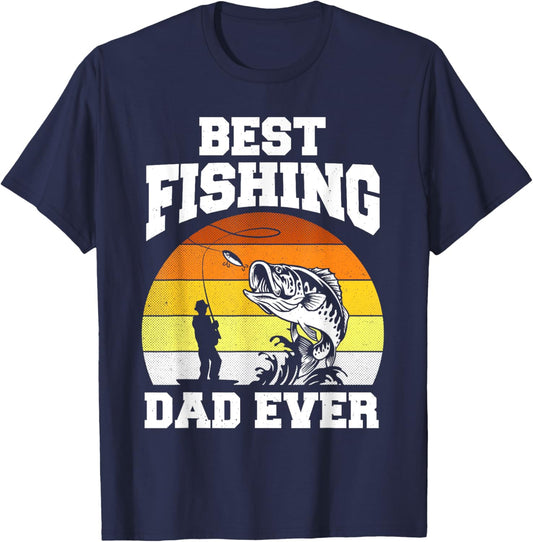 Best Fishing Dad Ever Fisherman Reel Cool Fathers Day T-Shirt - T-Shirt | Navy