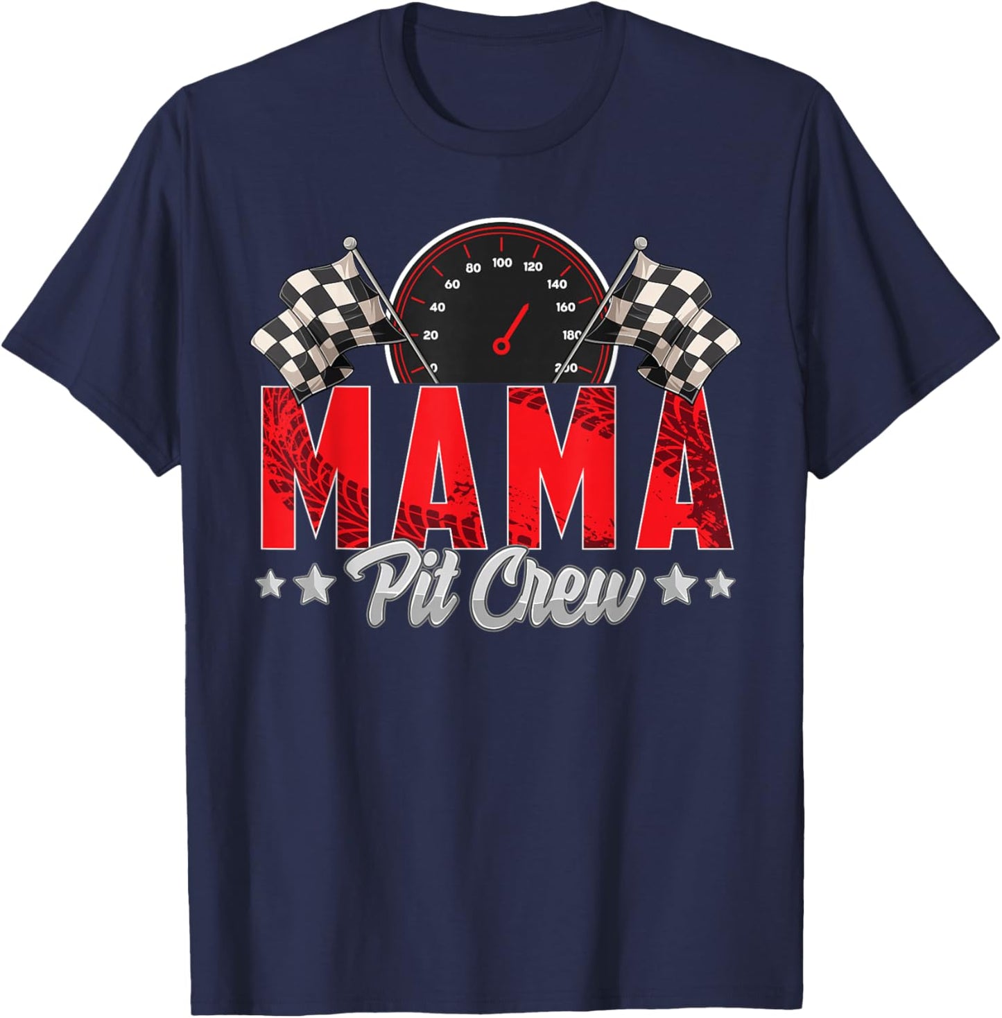 Race Car Birthday Party Racing Family Mama Pit Crew T-Shirt - T-Shirt | Navy
