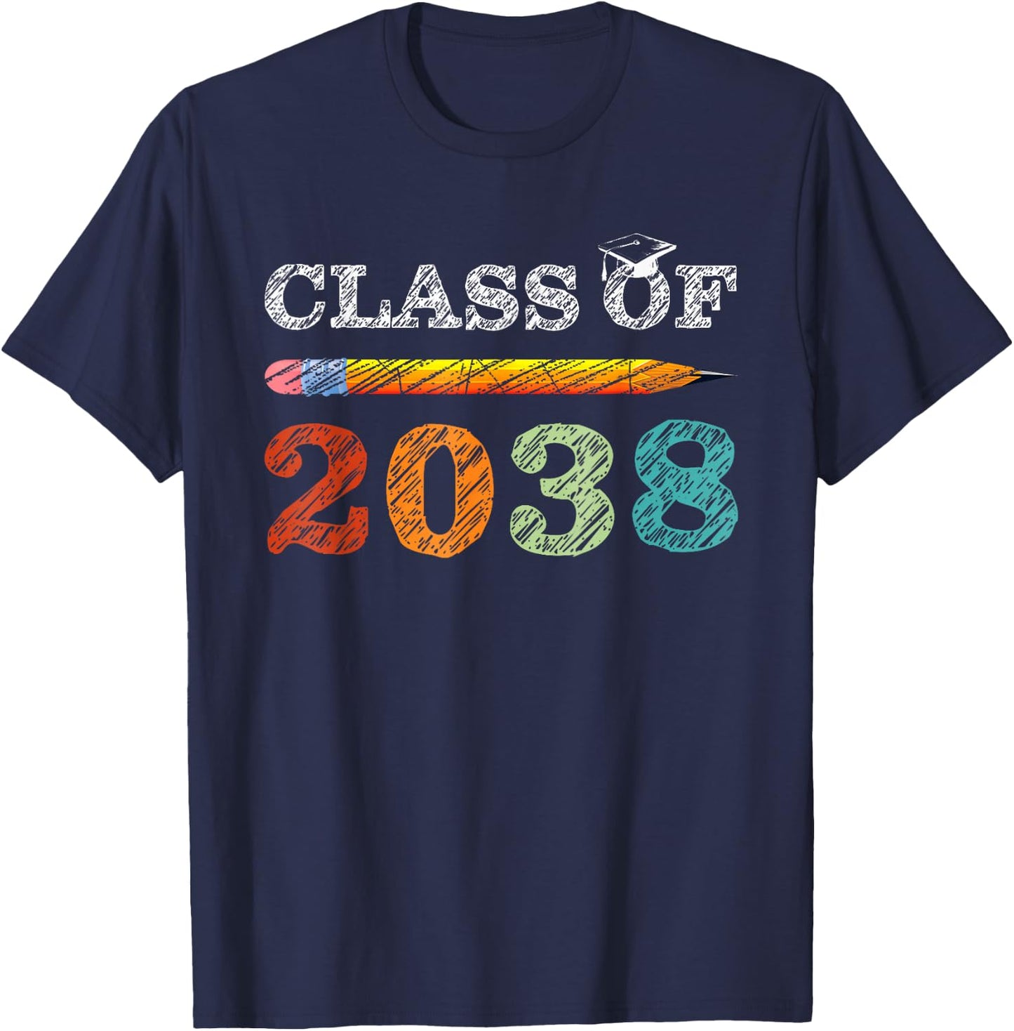 Class Of 2038 Senior Graduation 2038 Back To School Kids Boy T-Shirt - T-Shirt | Navy