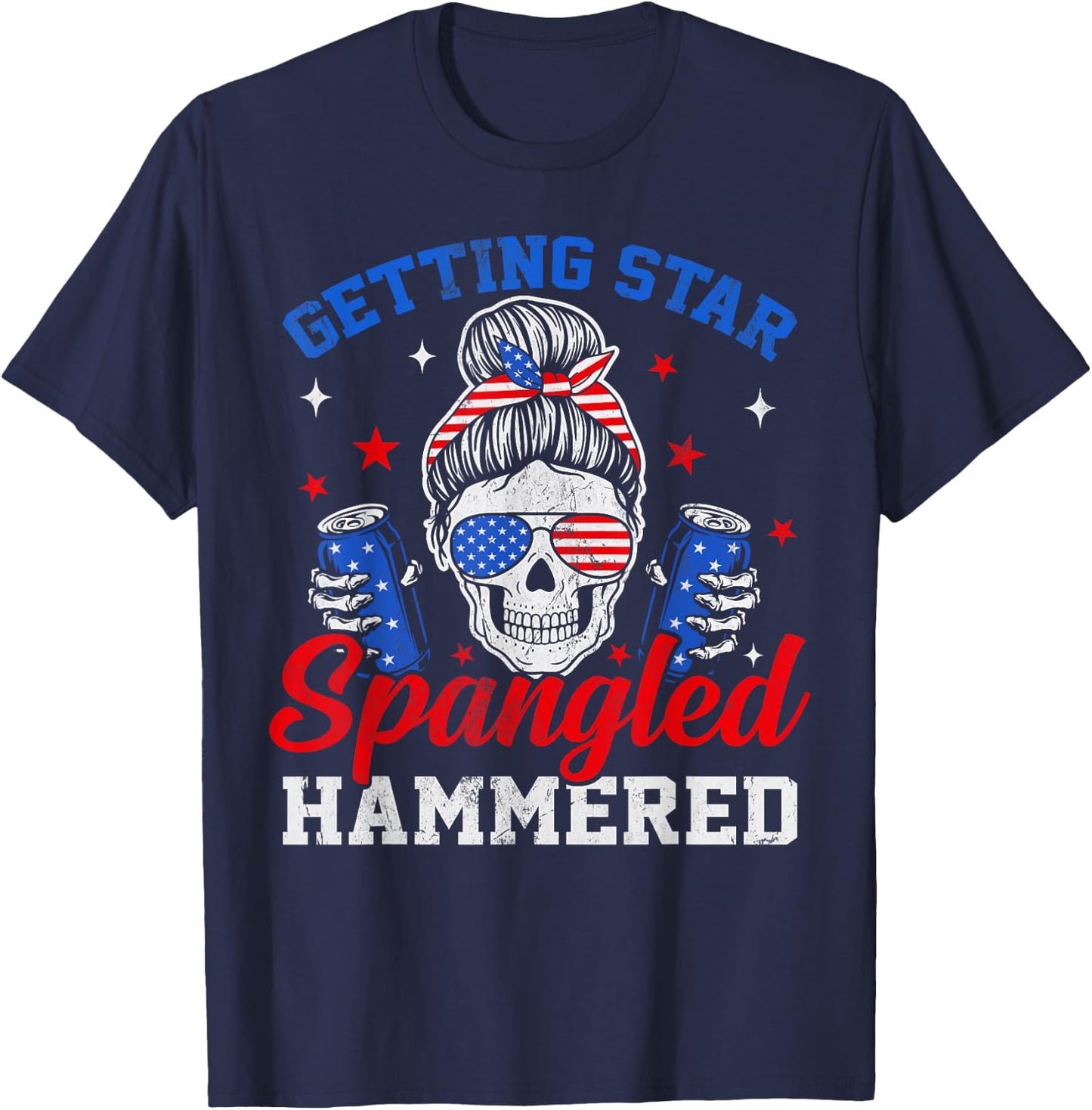 Retro Getting Star Spangled Hammered America 4th Of July T-Shirt - T-Shirt | Navy