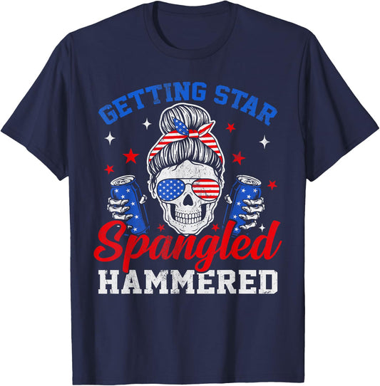 Retro Getting Star Spangled Hammered America 4th Of July T-Shirt - T-Shirt | Navy