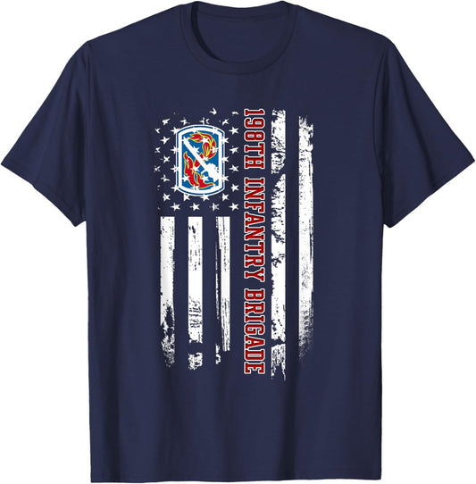 198th Infantry Brigade Veteran USA Flag Veterans Day Xmas Women Men T-Shirt - T-Shirt | Navy