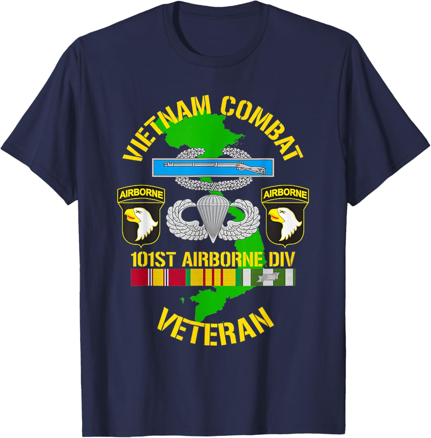 101st Airborne Division - Vietnam Combat Veteran T-Shirt - T-Shirt | Navy