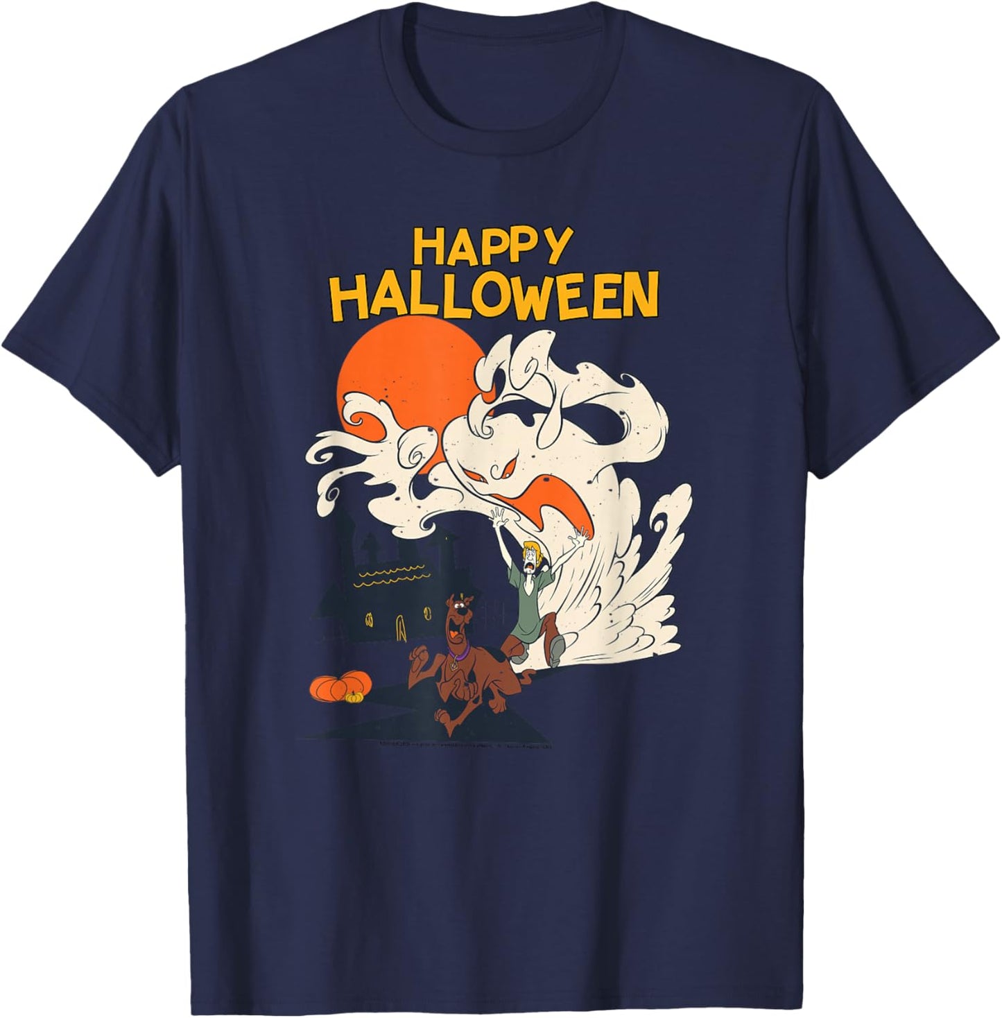 Scooby-Doo Halloween Scooby Shaggy Ghostly Haunt T-Shirt - T-Shirt | Navy