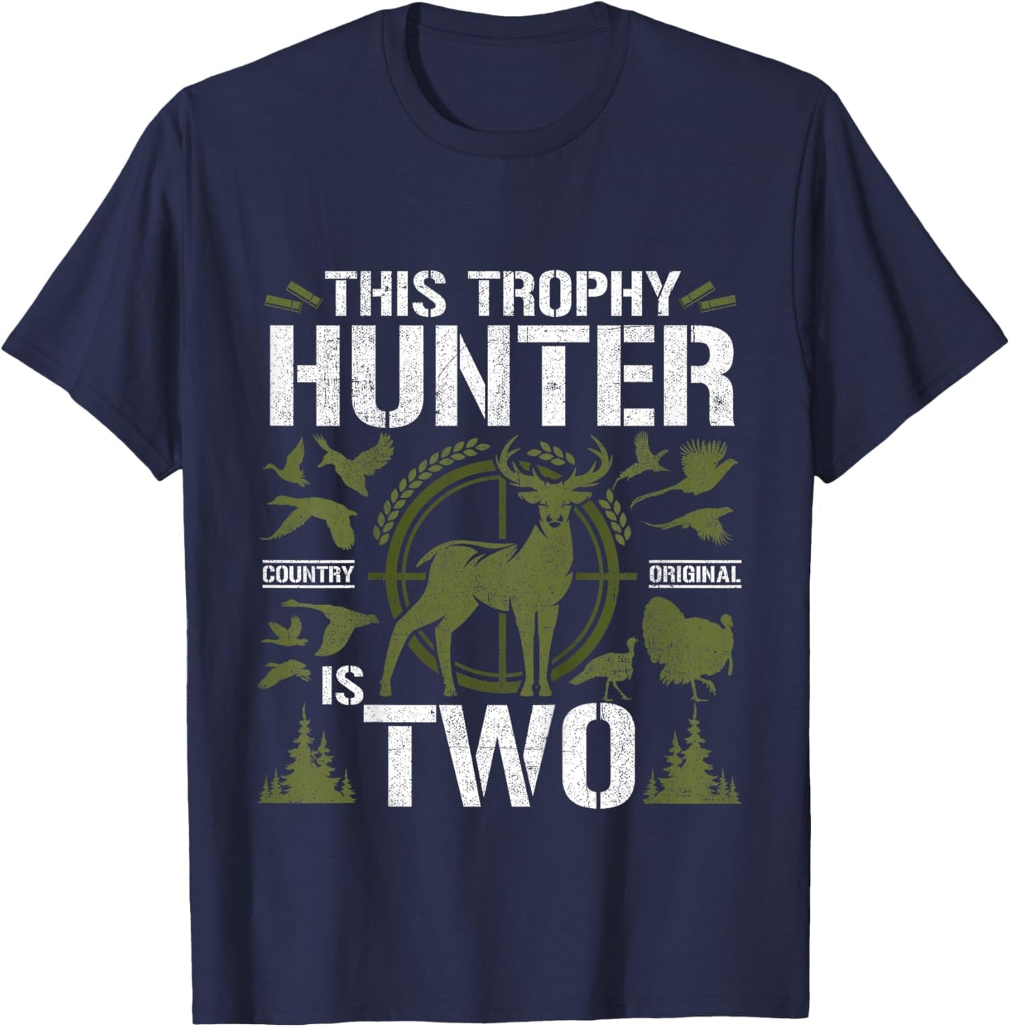 2 Year Old Hunting Birthday Party Duck Deer Hunter 2nd Gift T-Shirt - T-Shirt | Navy