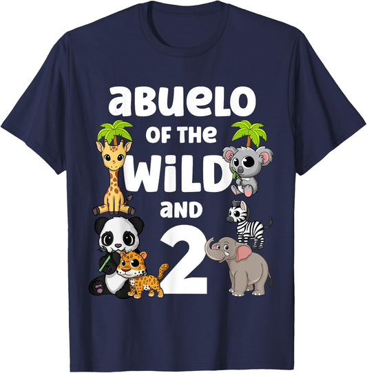 Abuelo of the Wild and Two 2nd Zoo Birthday Safari Jungle T-Shirt - T-Shirt | Navy