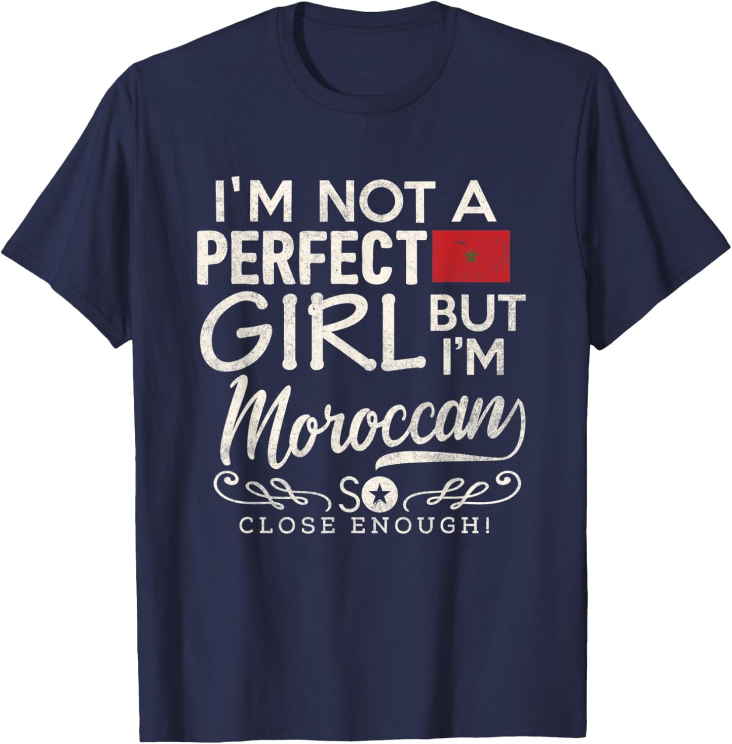 Morocco Flag Girl Shirt Moroccan Pride Souvenir Women T-Shirt - T-Shirt | Navy