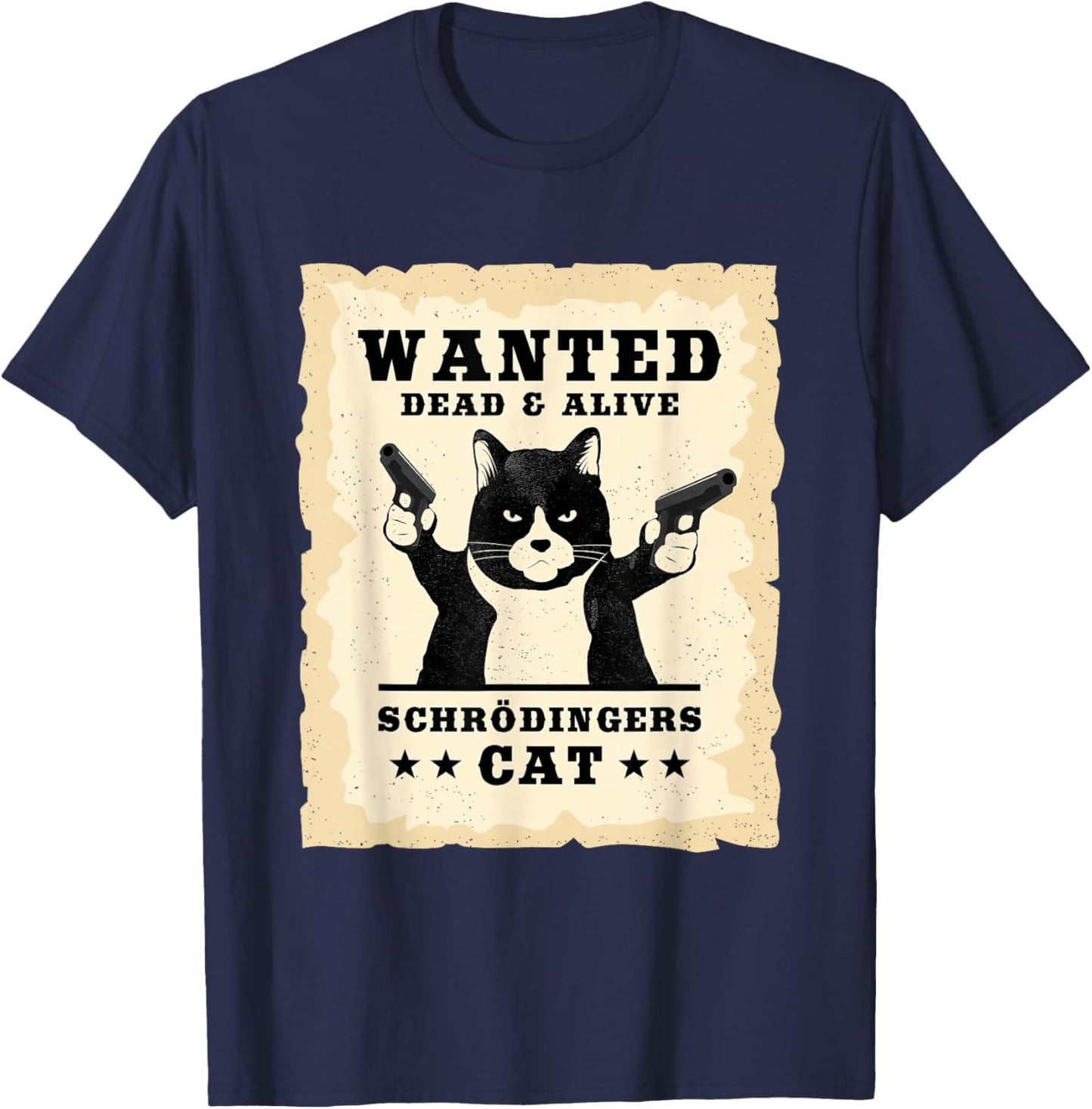 Schrodingers Cat Physics Paradox Quantum Mechanics Science T-Shirt - T-Shirt | Navy