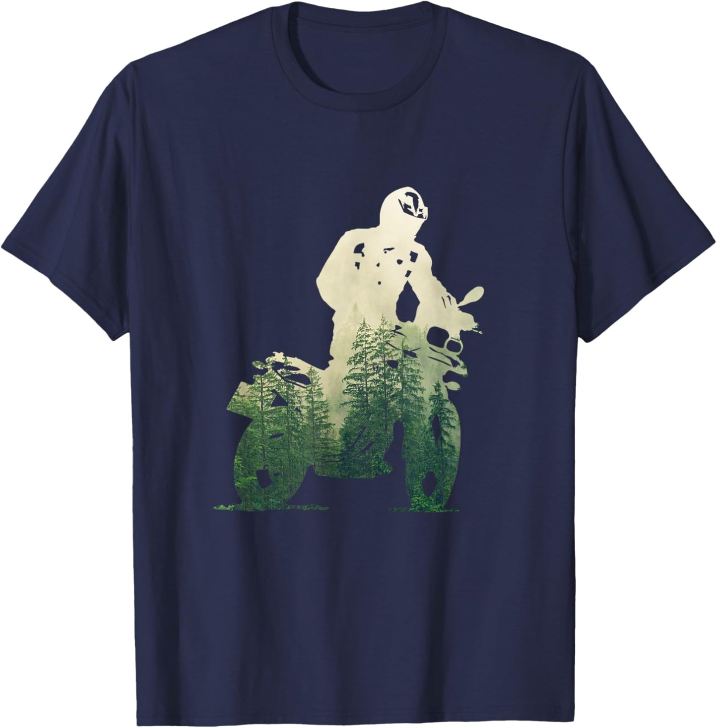 World Travel Motorbike Adventure Shop Adventure Motorcycle Biker Off Road Rider Forest Travel T-Shirt - T-Shirt | Navy