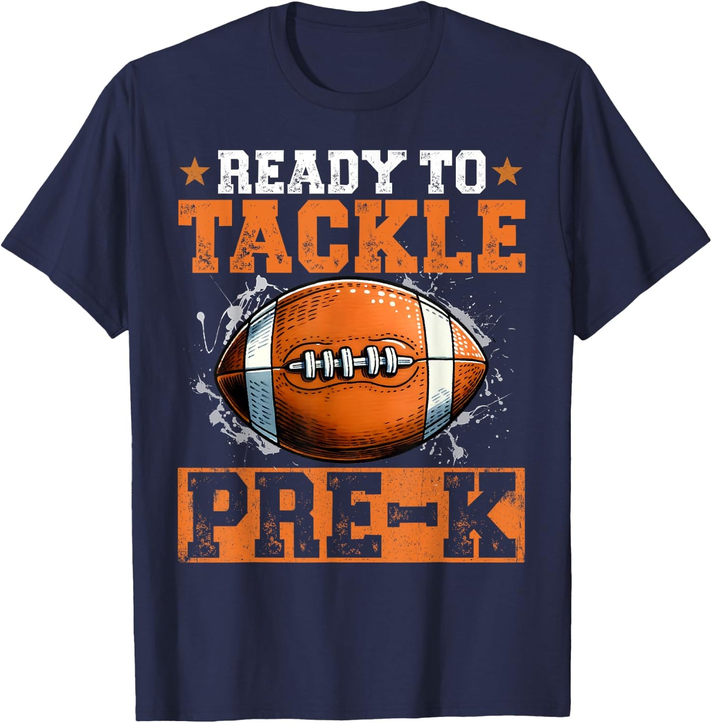 Ready To Tackle Pre-k Retro Football Love 1st Day School T-Shirt - T-Shirt | Navy