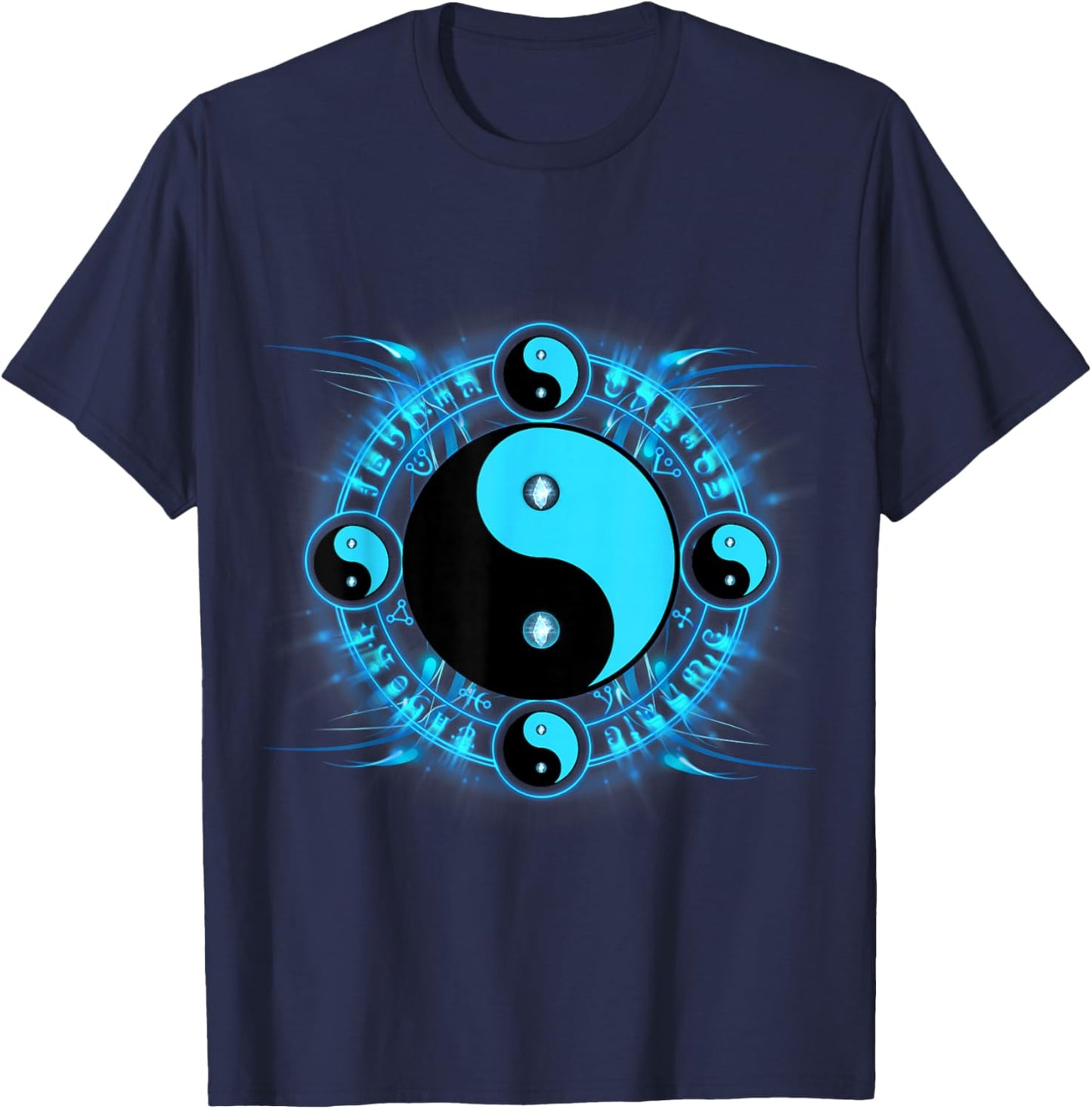 Qigong Tai chi Meditation Gift Designs -Kids Black Yin Yang Small Classic Fit Short Sleeve T-Shirt - T-Shirt | Navy