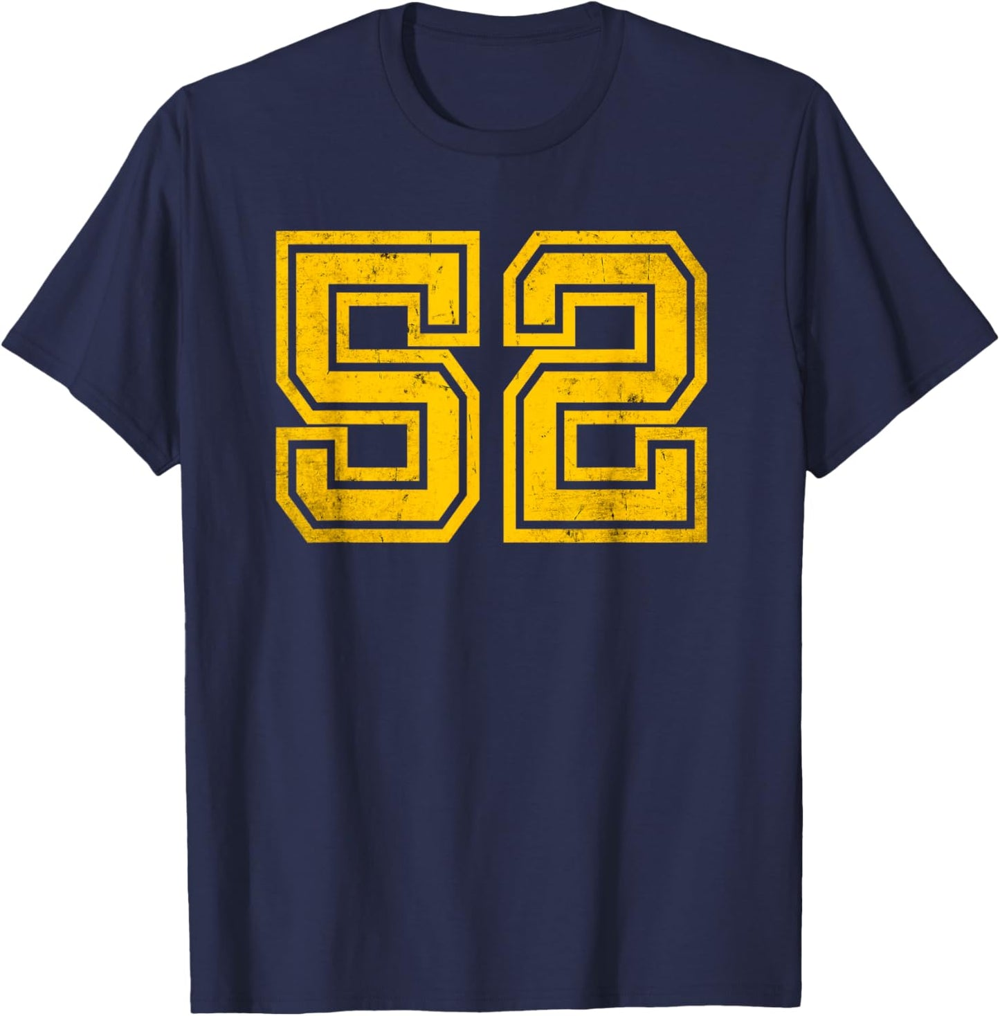 Destgierte Yellow Number 52 Sports Team T-Shirt - T-Shirt | Navy