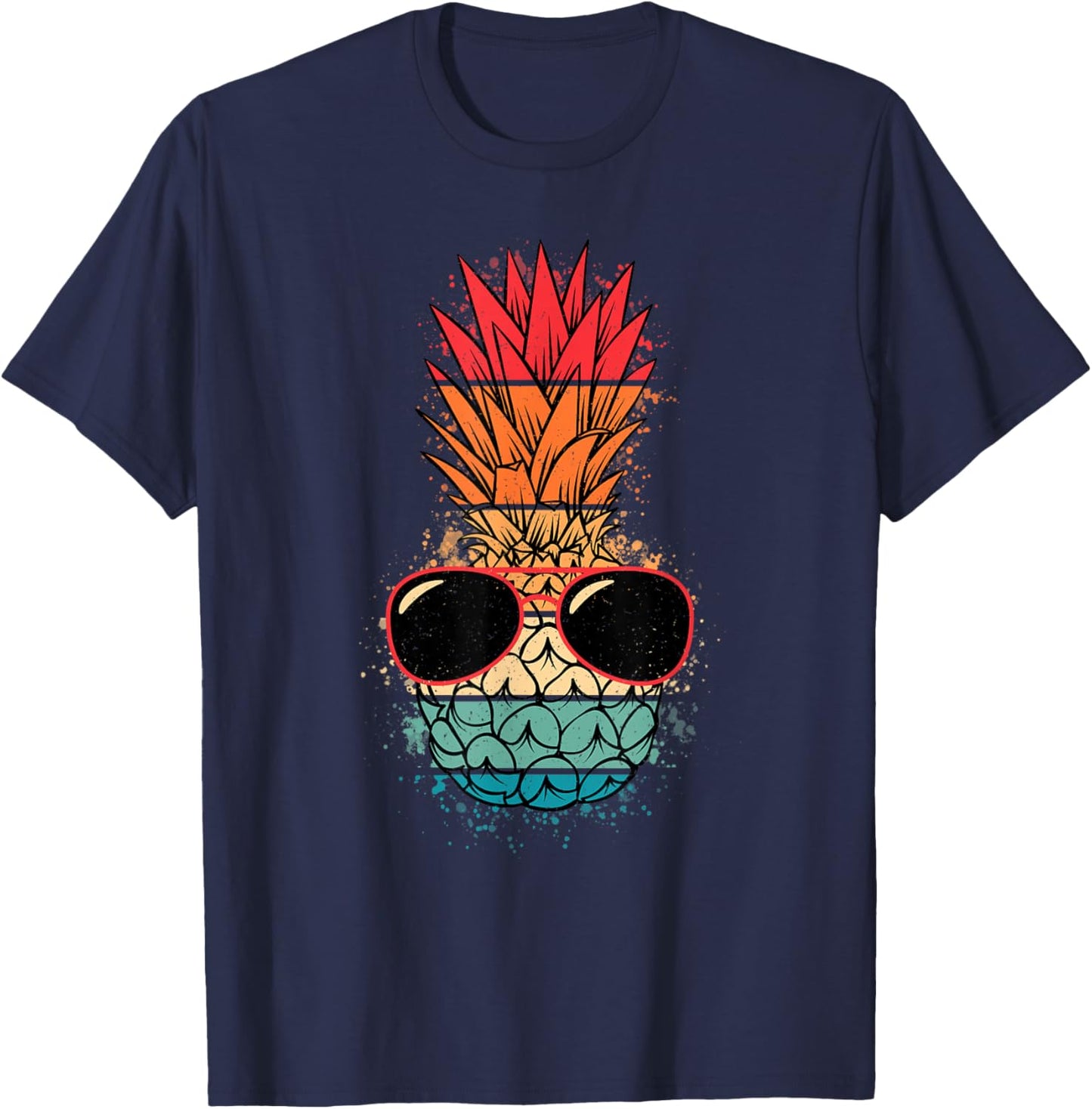 Tropical Hawaiian Pineapple Sunglasses Funny Men Women Kids T-Shirt - T-Shirt | Navy