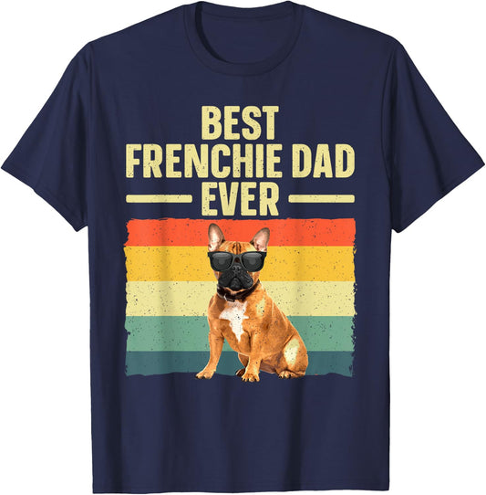Cool French Bulldog Art Dad Frenchie French Bulldog T-Shirt - T-Shirt | Navy
