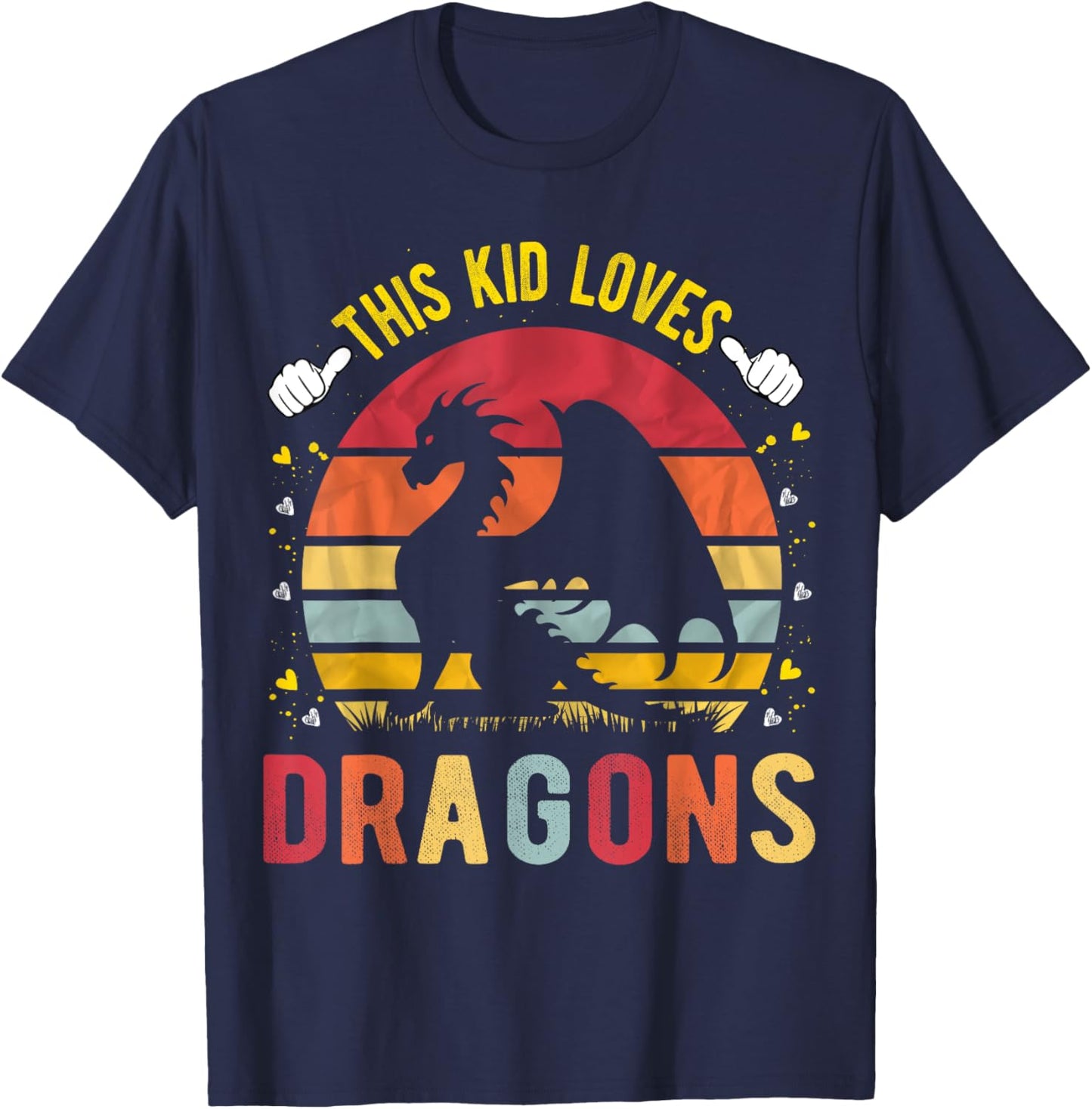 This Kid Loves Dragons Boys and Girls Dragon Gift T-Shirt - T-Shirt | Navy