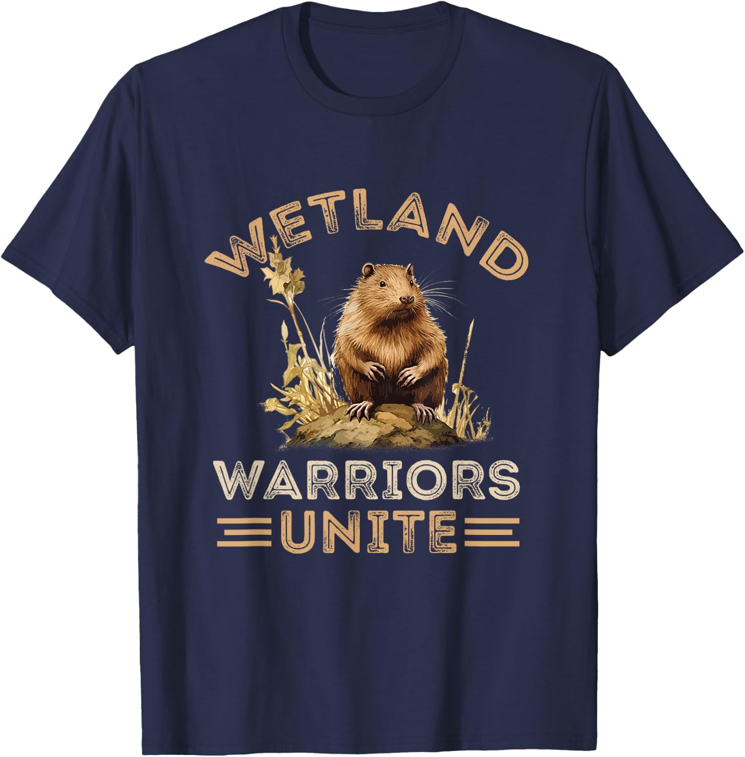 Muskrat Wetland Warriors Unite Muskrat Lover Animal T-Shirt - T-Shirt | Navy