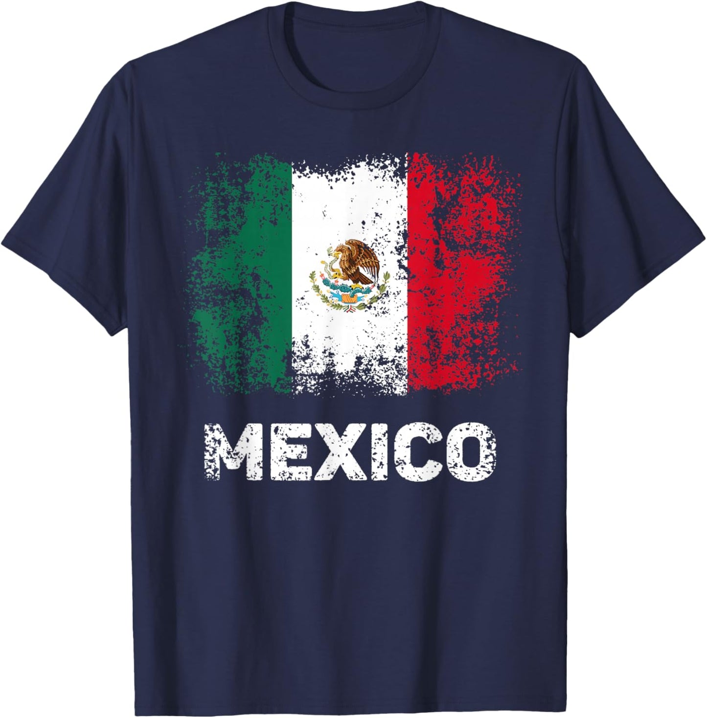 Mexican Flag Patriotic Mexico Flag T-Shirt - T-Shirt | Navy