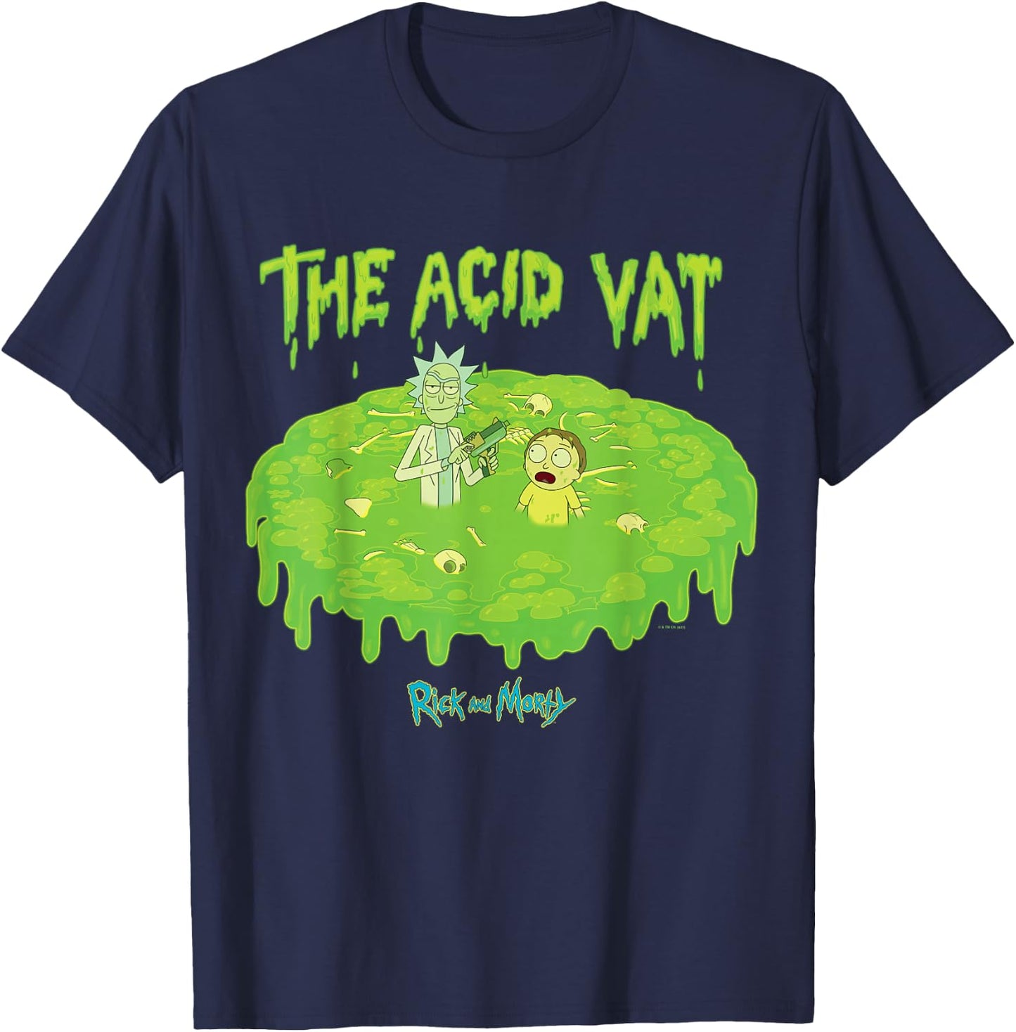 Rick and Morty Acid Vat Adult Cartoon Fashion T-Shirt - T-Shirt | Navy