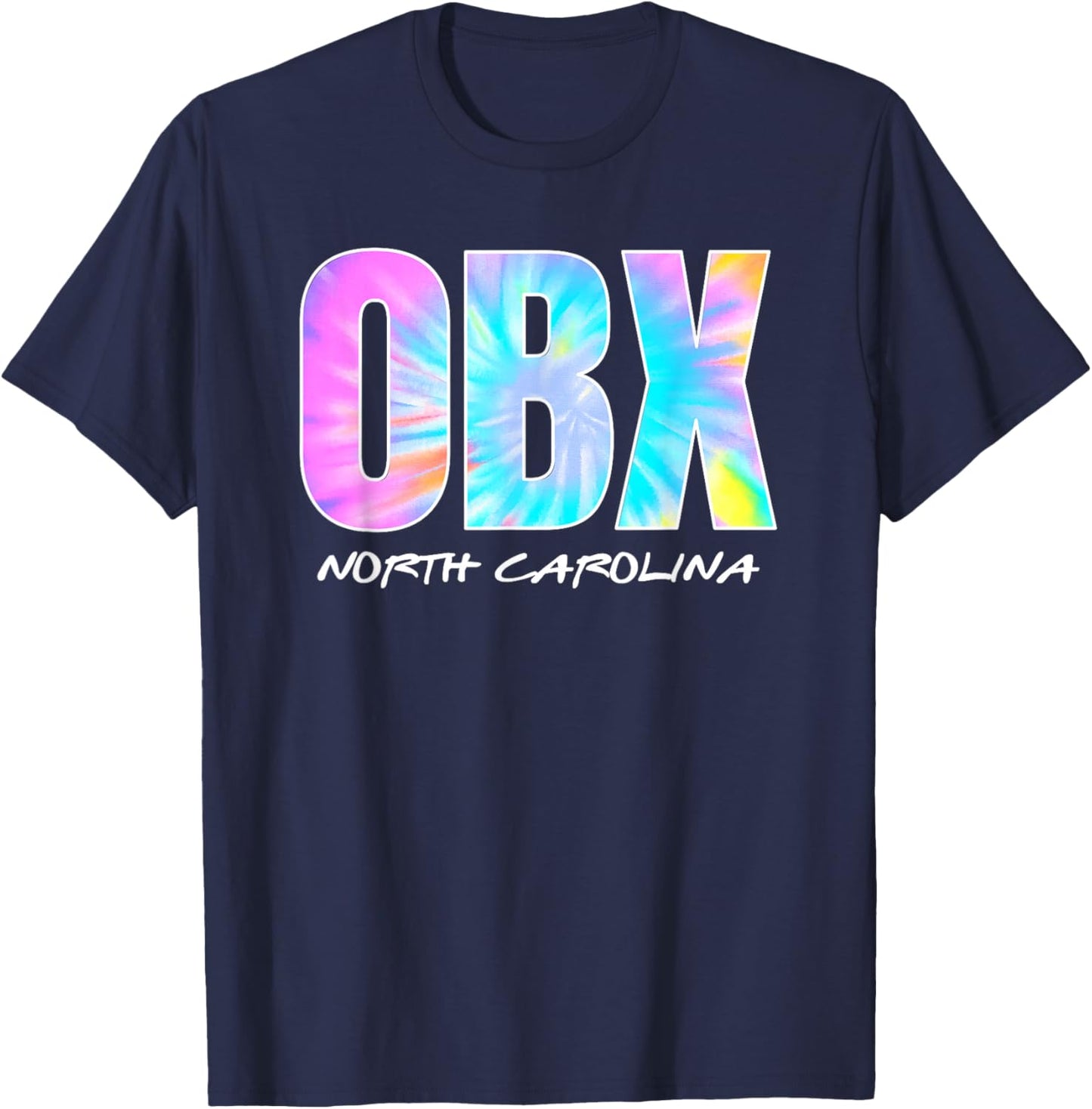 Retro Tie Dye OBX North Carolina Outer Banks Boys Girls T-Shirt - T-Shirt | Navy