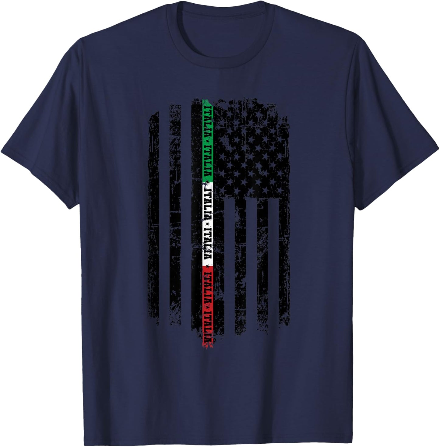 Italy Flag American Flag Italian Pride USA Patriotic T-Shirt - T-Shirt | Navy