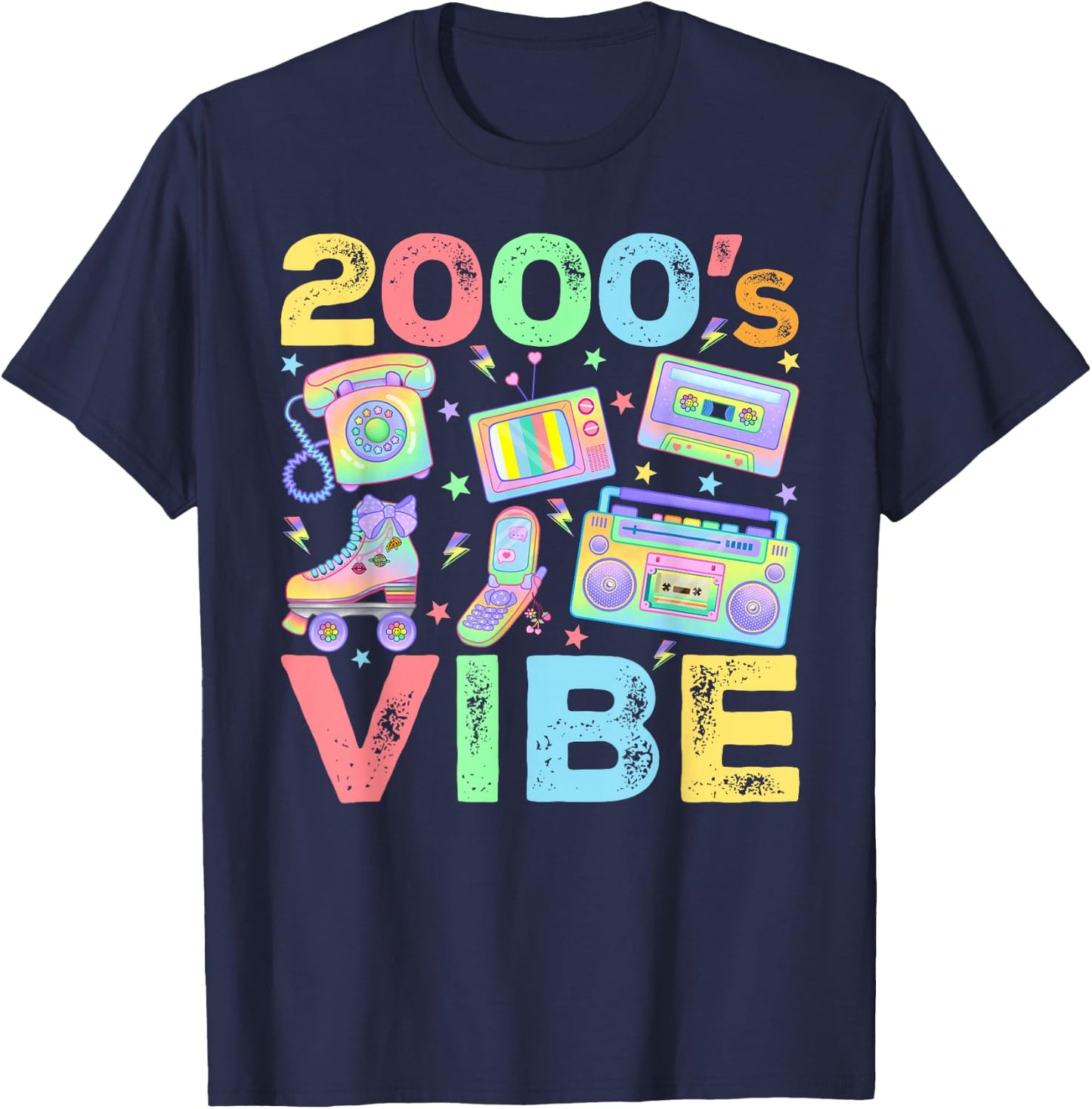2000s Vibe 2000's Vintage Style 2000s Retro Party T-Shirt - T-Shirt | Navy