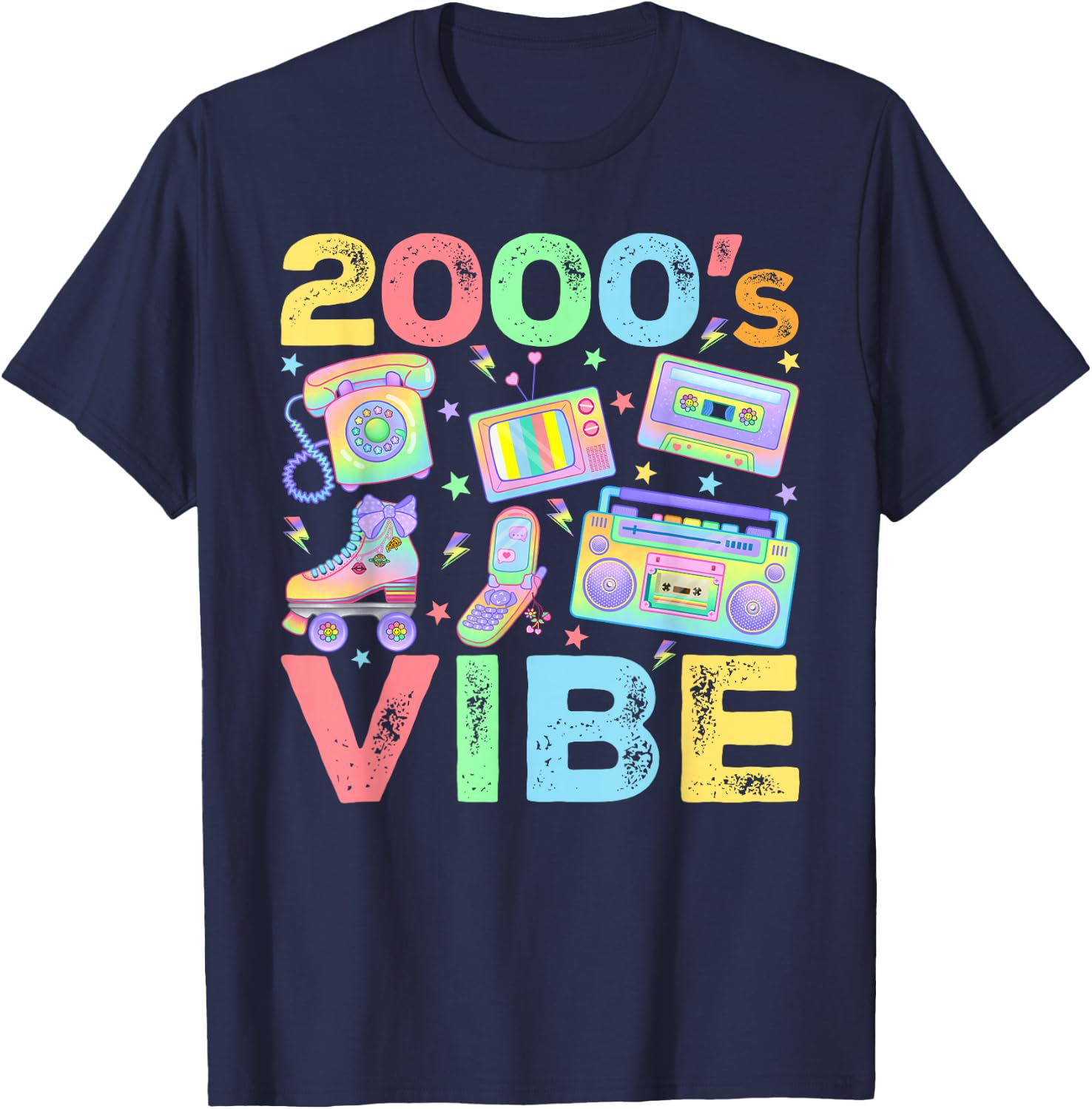 2000s Vibe 2000's Vintage Style 2000s Retro Party T-Shirt - T-Shirt | Navy