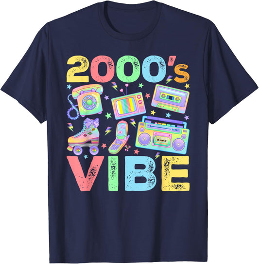 2000s Vibe 2000's Vintage Style 2000s Retro Party T-Shirt - T-Shirt | Navy
