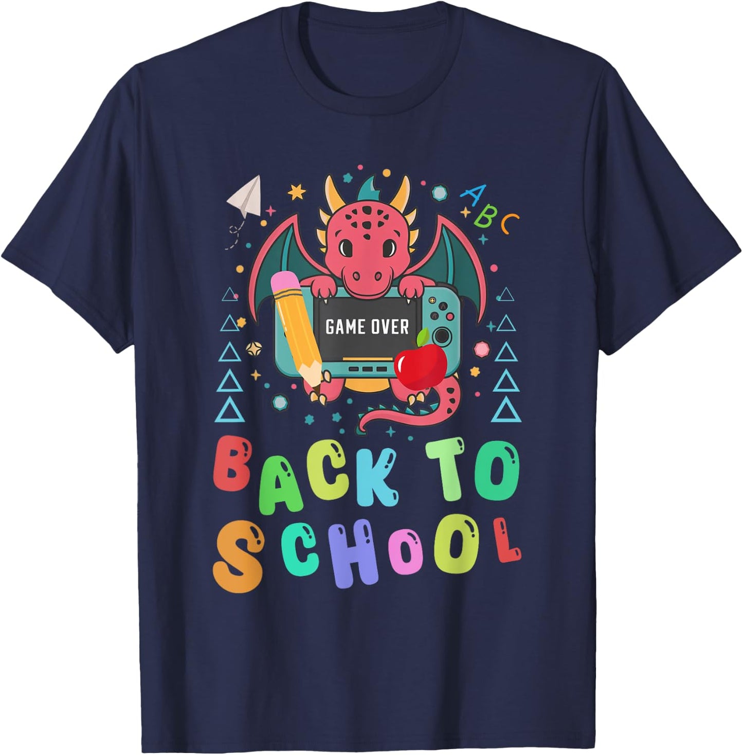 Funny Game Over Back To School Dragon Video Game Women Girls Kids T-Shirt - T-Shirt | Navy