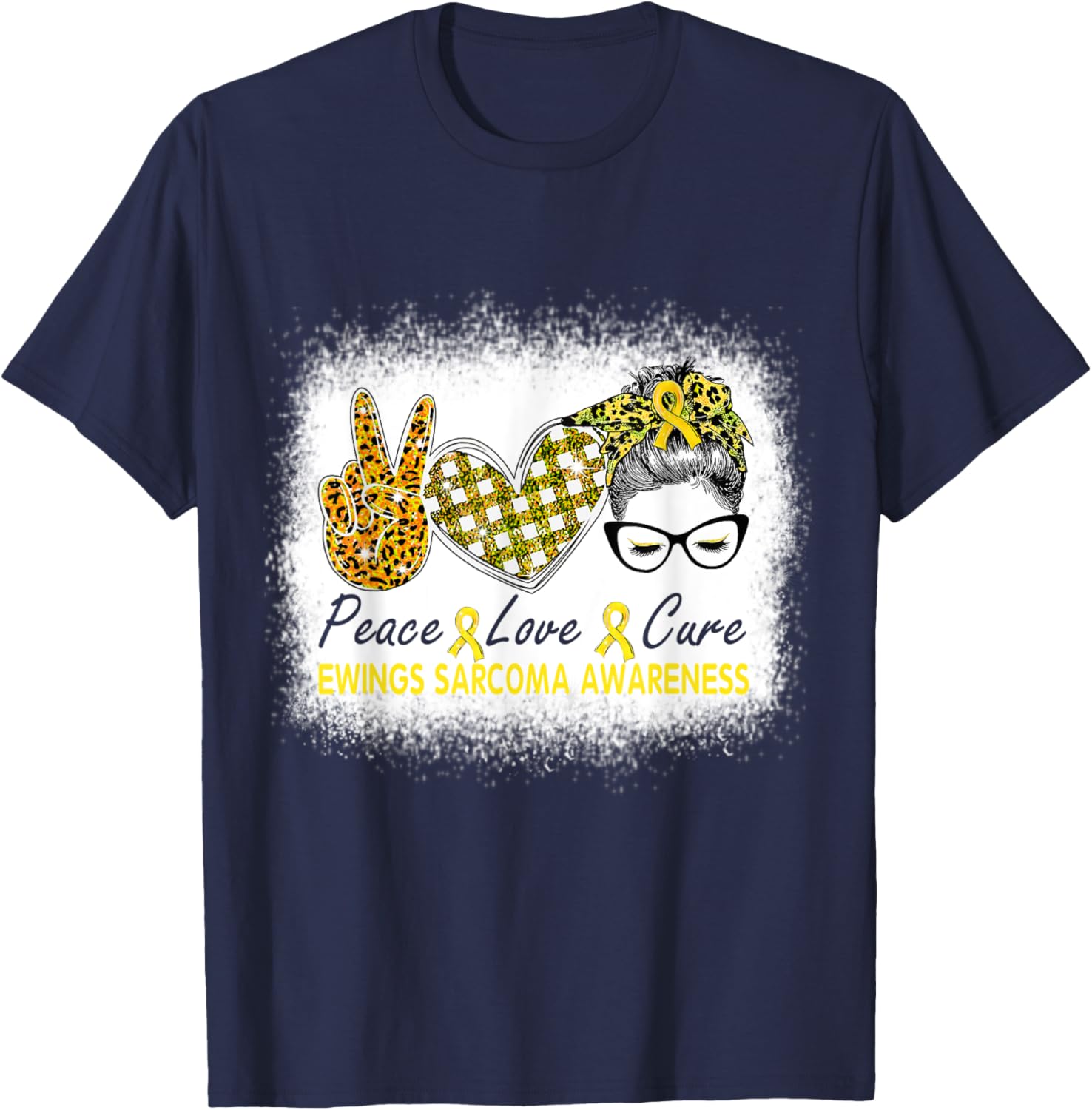 Love Cure Women Ewings Sarcoma Awareness T-Shirt - T-Shirt | Navy
