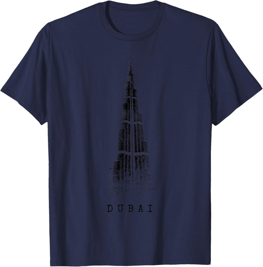 Dubai Burj Khalifa Vintage Skyline I Love Emirate Of Dubai T-Shirt - T-Shirt | Navy