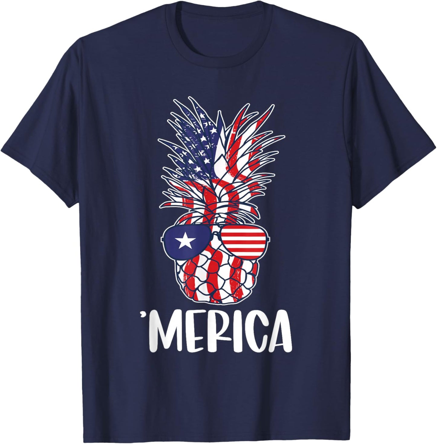 Pineapple Sunglasses 4th Of July Patriotic Pineapple Kids Men T-Shirt - T-Shirt | Navy