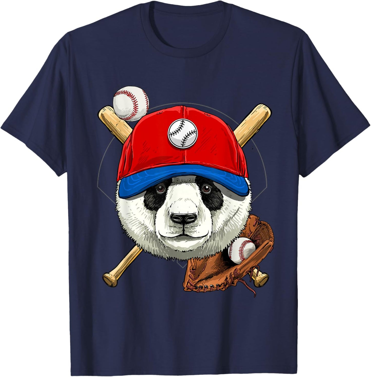 Panda Baseball Panda Lovers Baseball Player T-Shirt - T-Shirt | Navy
