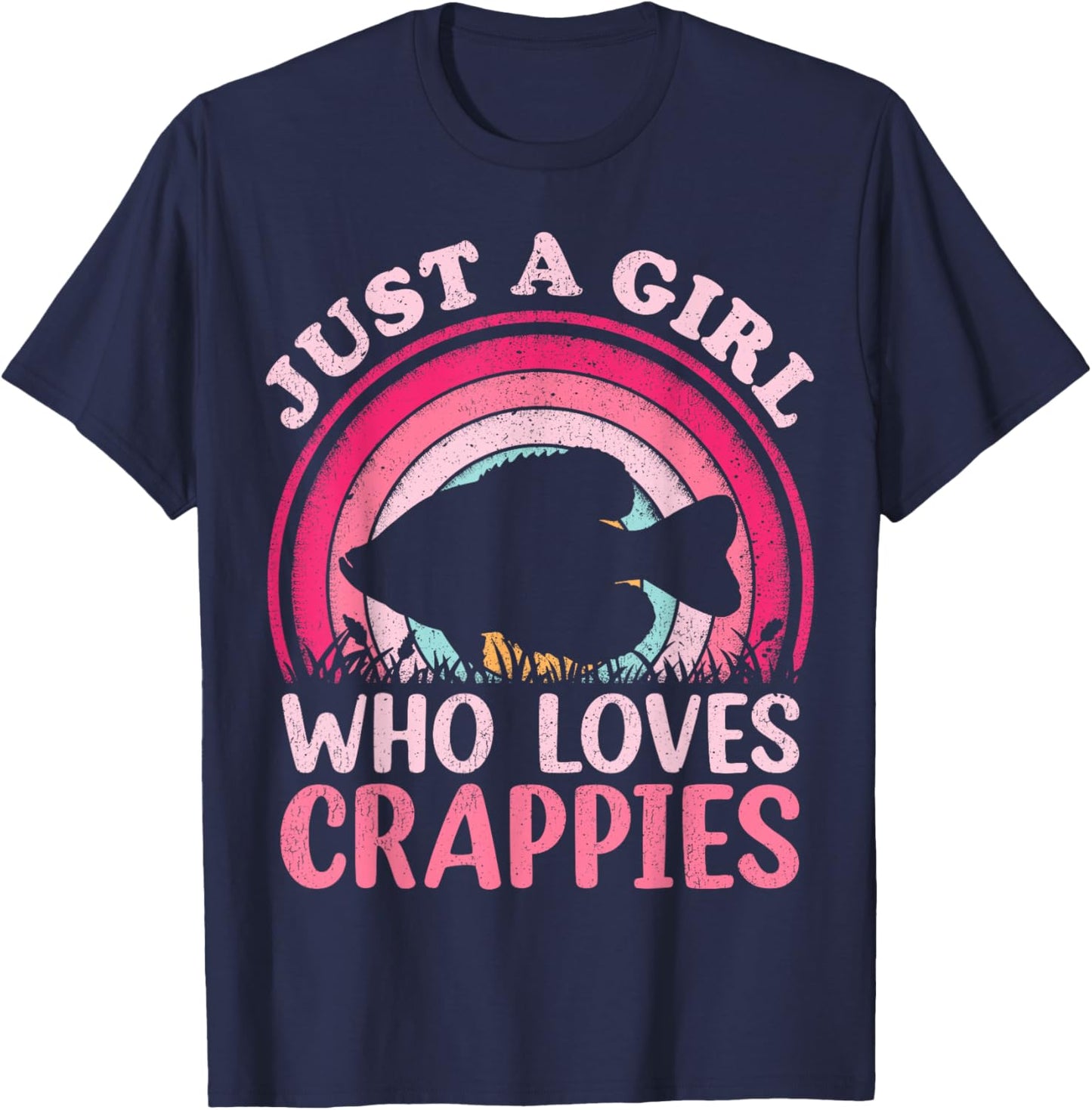 Crappie Fish Vintage Retro Just A Girl Who Loves Crappies T-Shirt - T-Shirt | Navy
