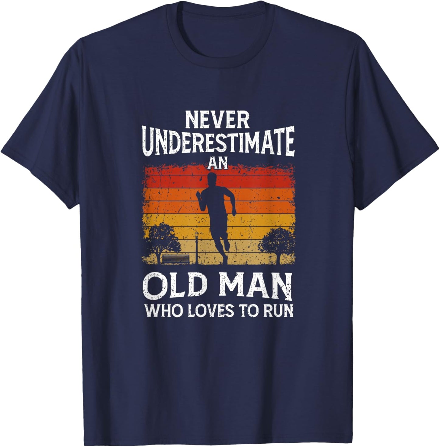 Jogger Never Underestimate An Old Man Who Loves To Run T-Shirt - T-Shirt | Navy