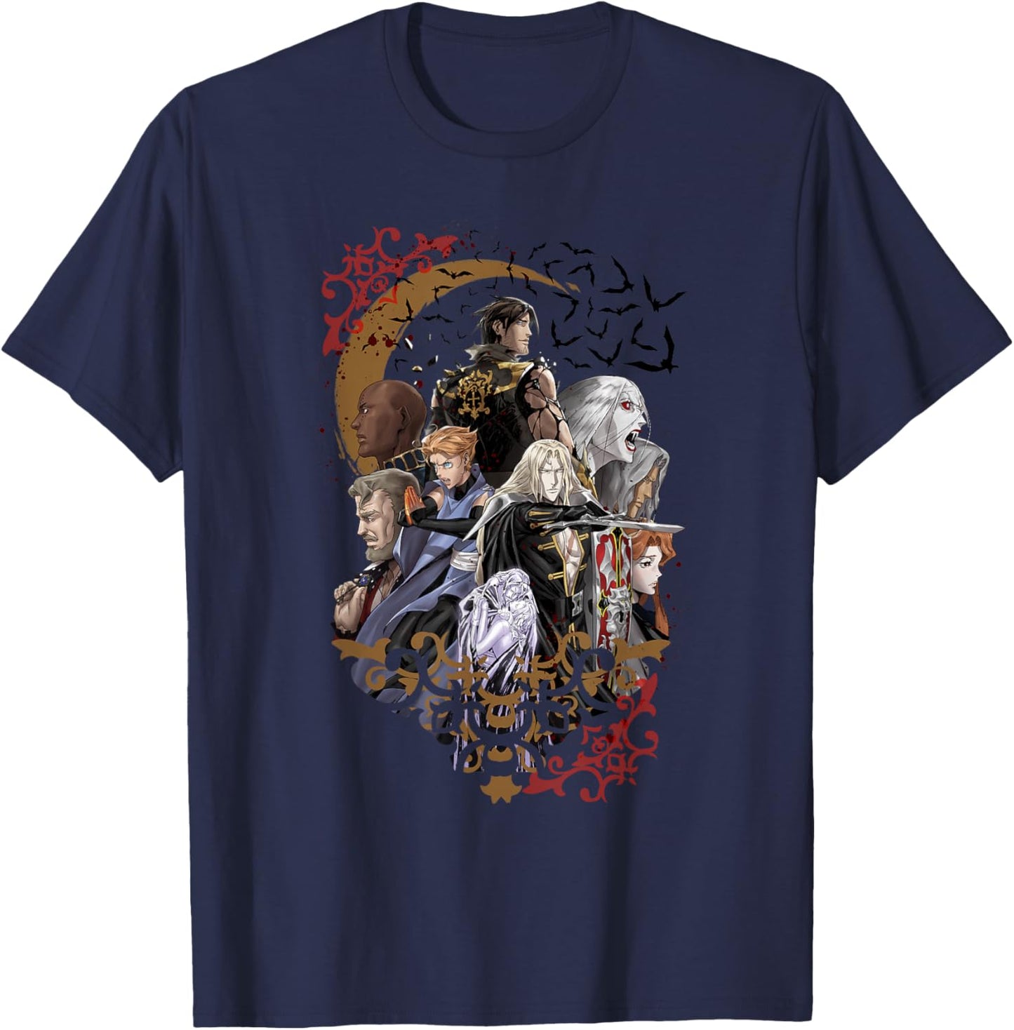 Castlevania Group Sticker T-Shirt - T-Shirt | Navy