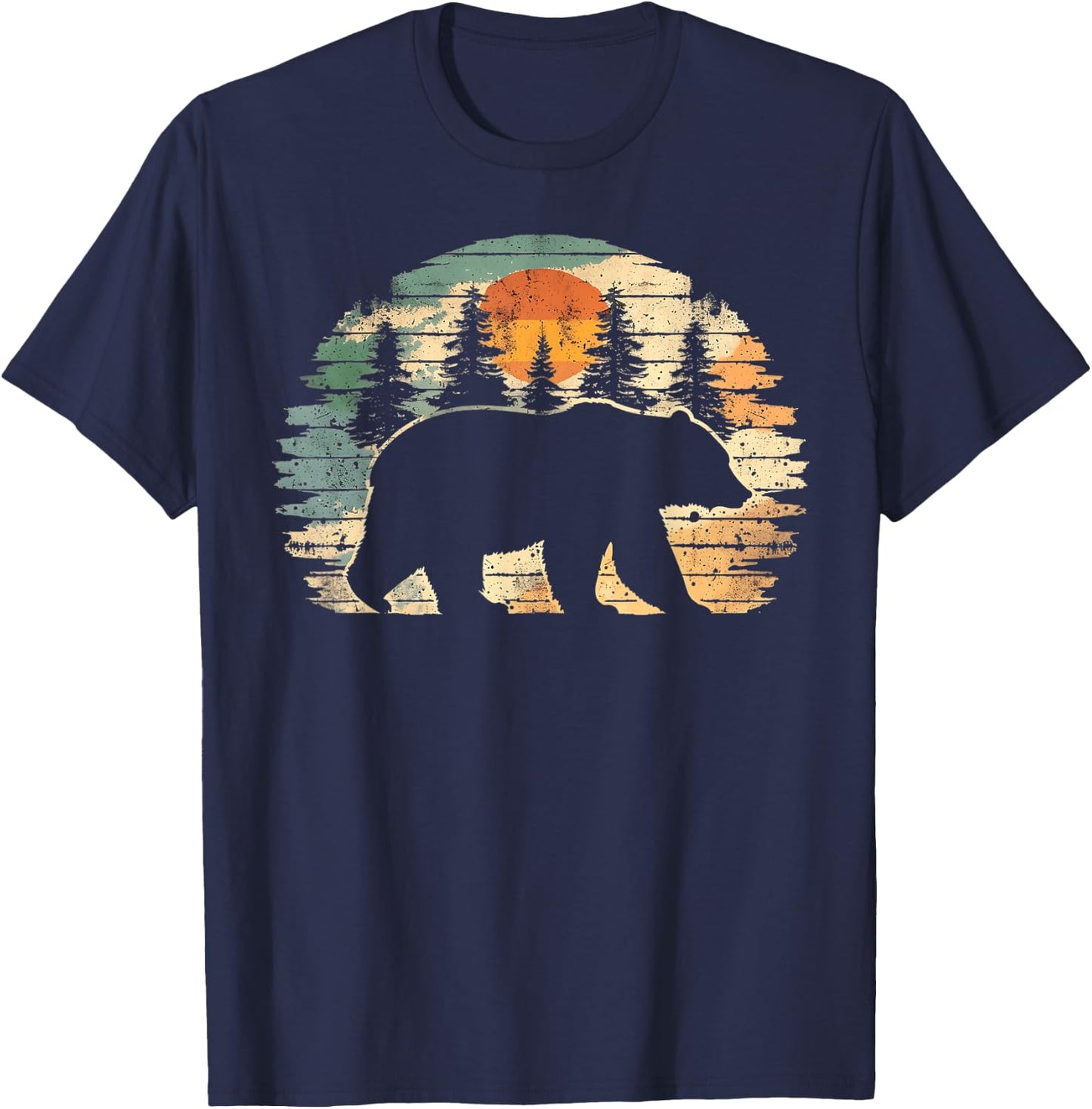 Outdoor Nature Full Moon Trees Wildlife Forest Animal Bear T-Shirt - T-Shirt | Navy