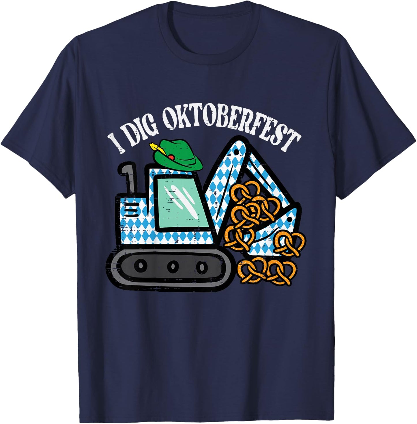 Kids I Dig Oktoberfest Excavator German Truck Boys Kids Youth T-Shirt - T-Shirt | Navy