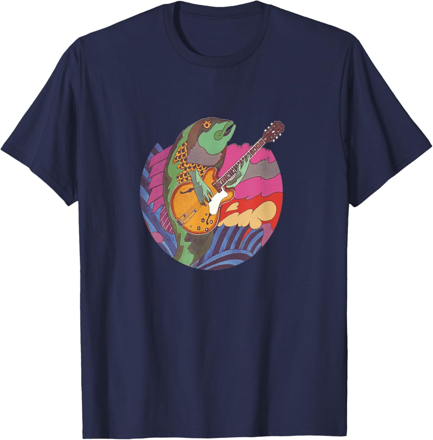 Kingfish guitar playing Fish T-Shirt - T-Shirt | Navy