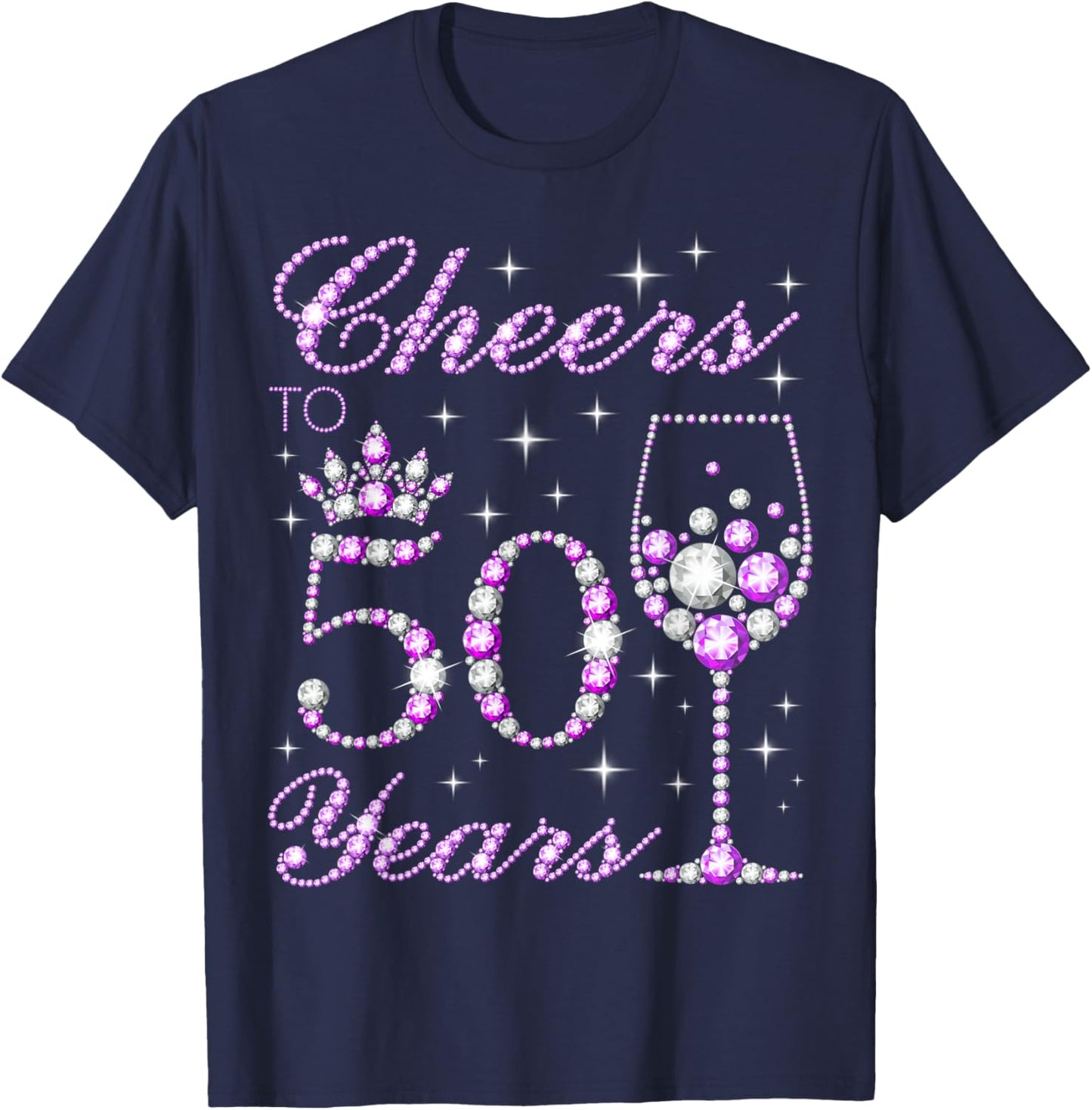 Cheers to 50 Years Old 50th Birthday T-Shirt - T-Shirt | Navy