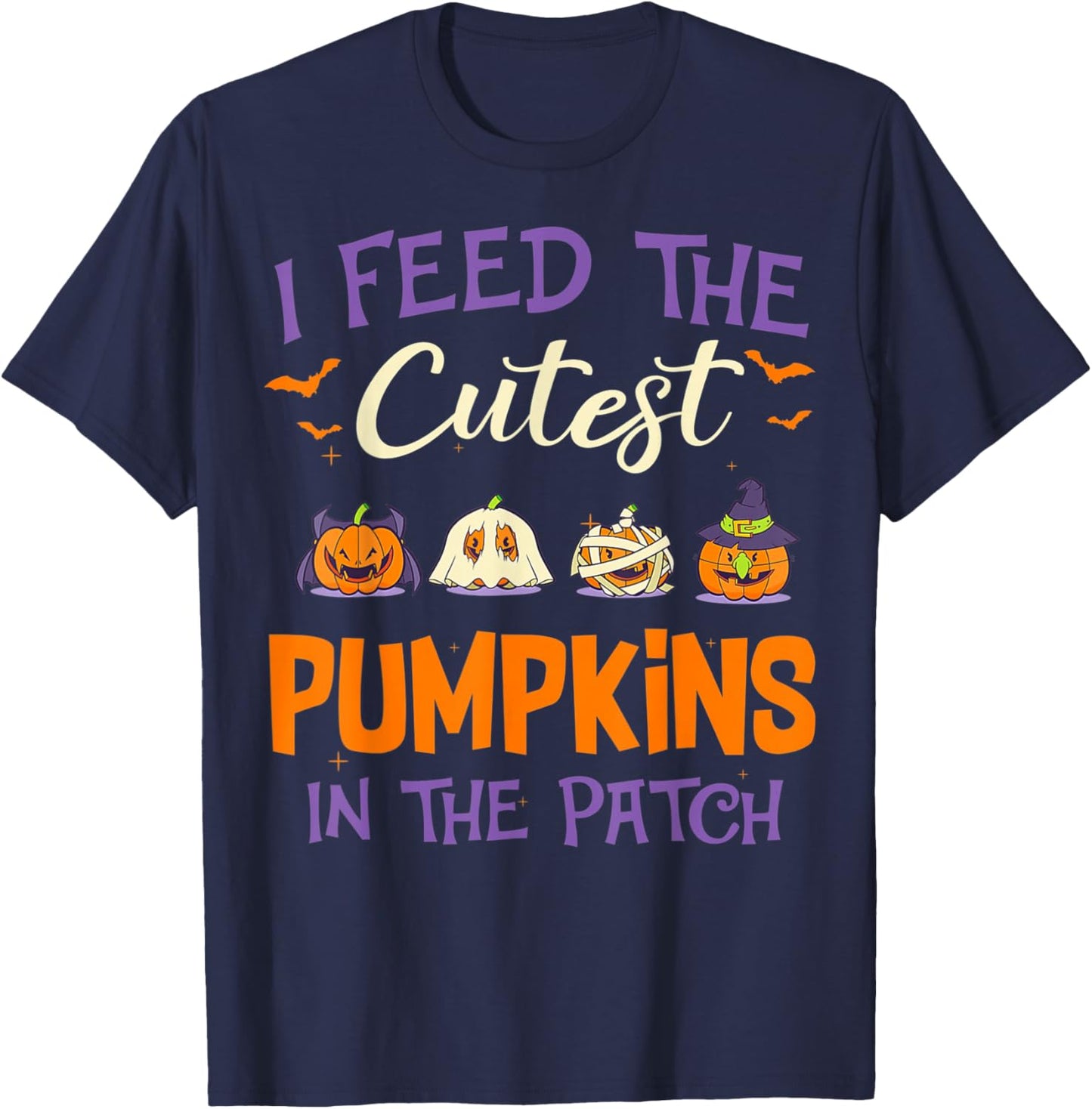 Lunch Lady I Feed The Cutest Pumpkins Lover Halloween T-Shirt - T-Shirt | Navy