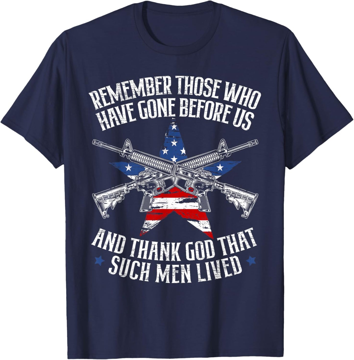 Remember The Fallen Soldiers USA Flag American Memorial Day T-Shirt - T-Shirt | Navy