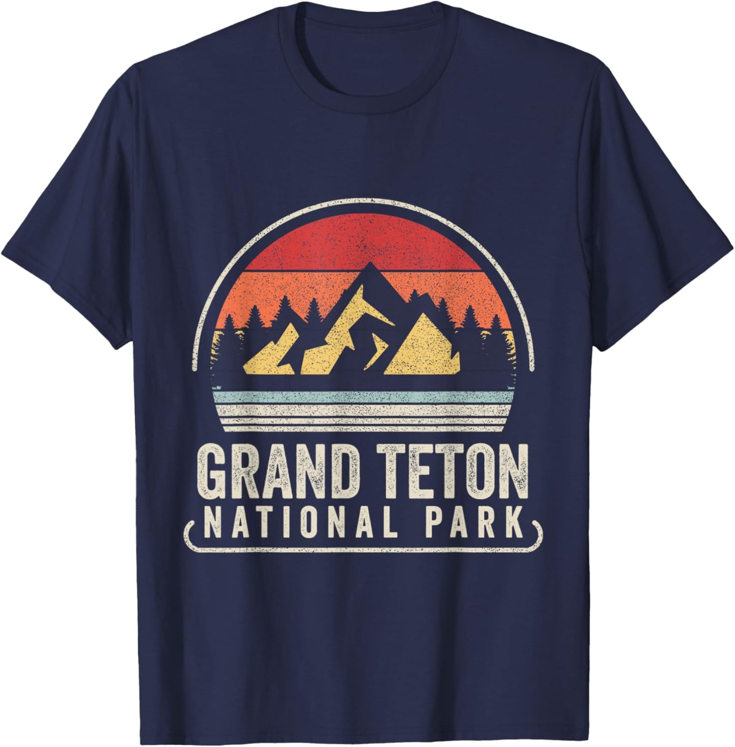Retro Vintage Grand Teton National Park T-Shirt - T-Shirt | Navy