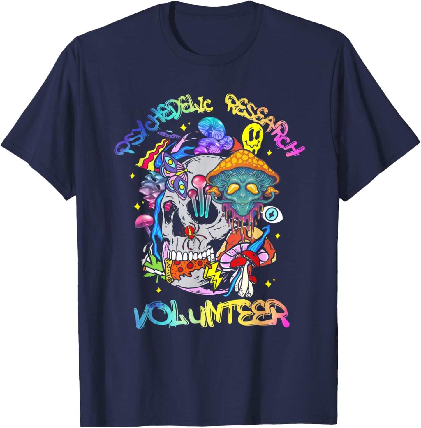 Psychedelic Mushroom Research Volunteer T-Shirt - T-Shirt | Navy