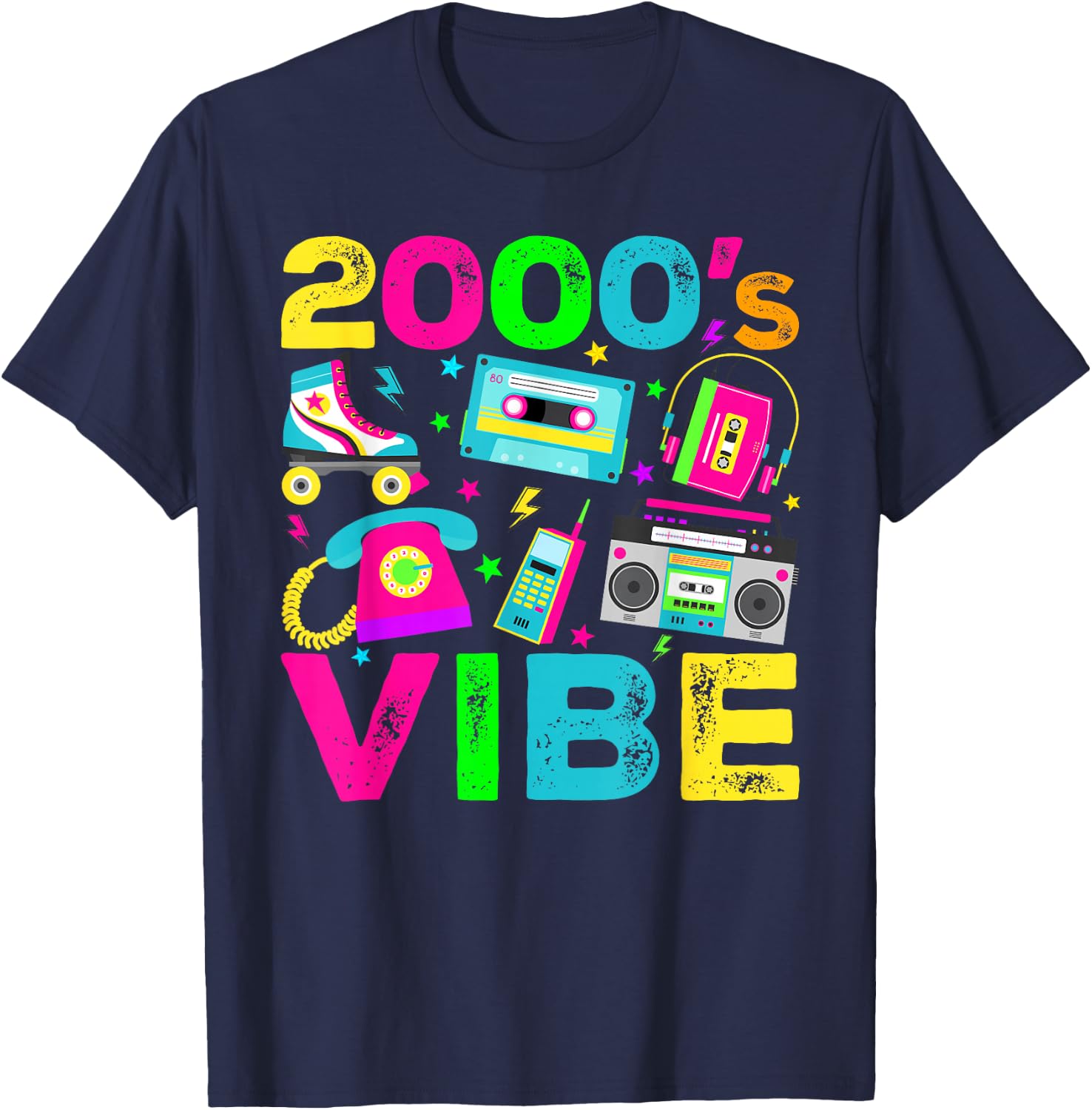 2000s Vibe 2000's Vintage Style 2000s Retro Party T-Shirt - T-Shirt | Navy