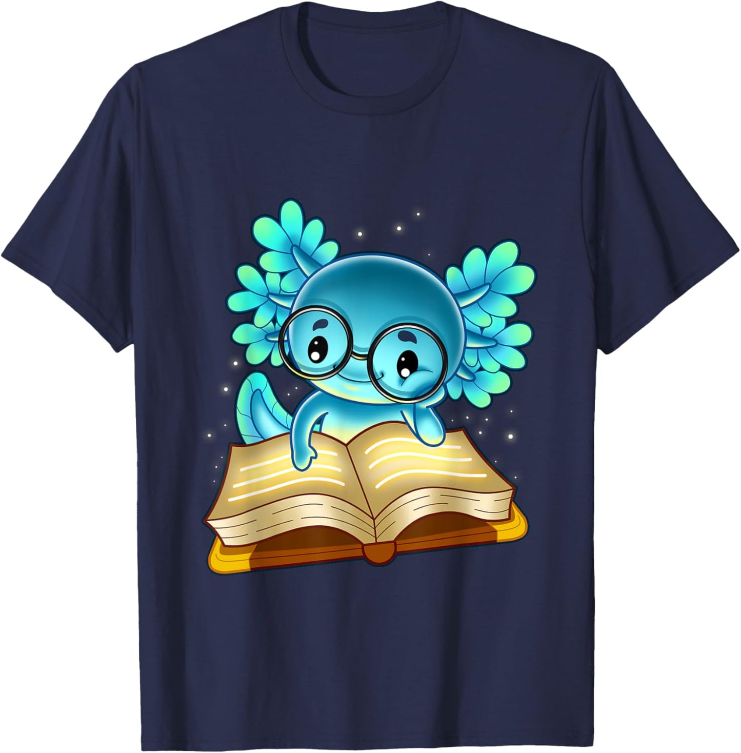 Axolotl Read Book Ambystoma Mexicanum Mexican Walking Fish T-Shirt - T-Shirt | Navy