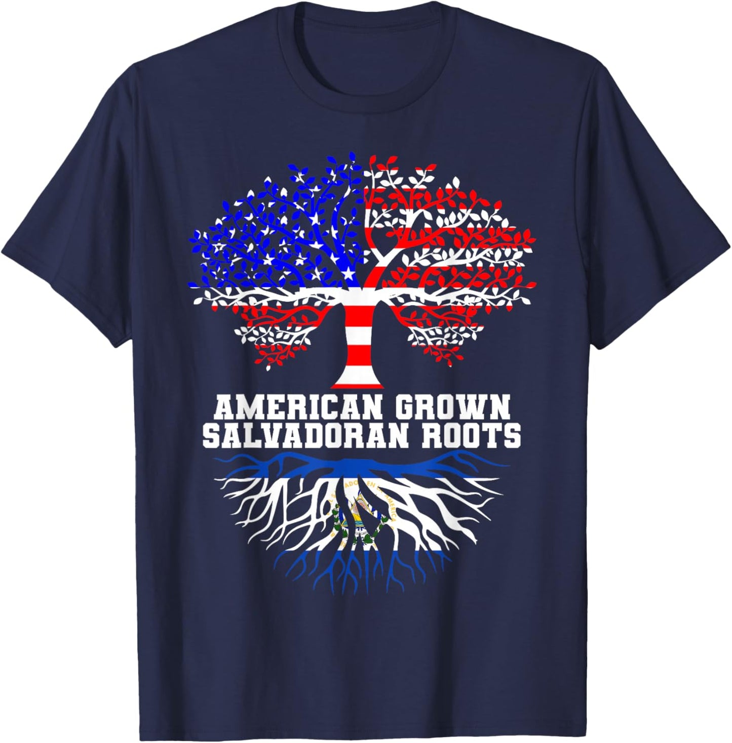 El Salvador American Salvadoran Roots Heritage Patriotic T-Shirt - T-Shirt | Navy