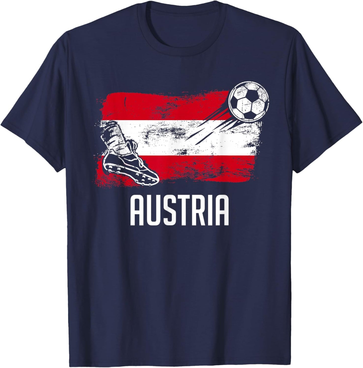 Austria Flag Jersey Austrian Soccer Team Austrian T-Shirt - T-Shirt | Navy